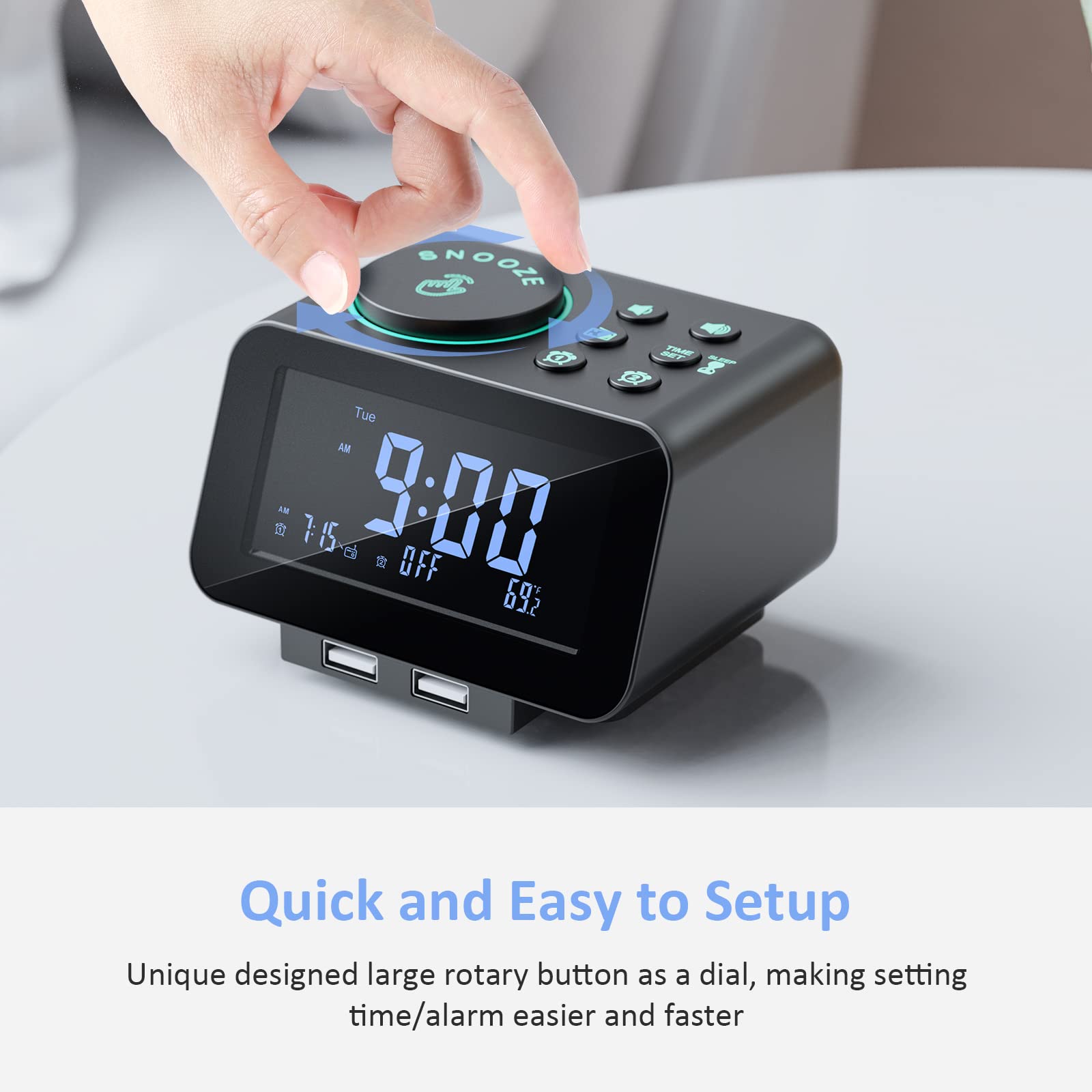 Uscce Digital Dual Alarm Clock Radio   0 100% Dimmer With Weekday/Weekend Mode, 6 Sounds Adjustable Volume, Fm Radio W/Sleep Tim