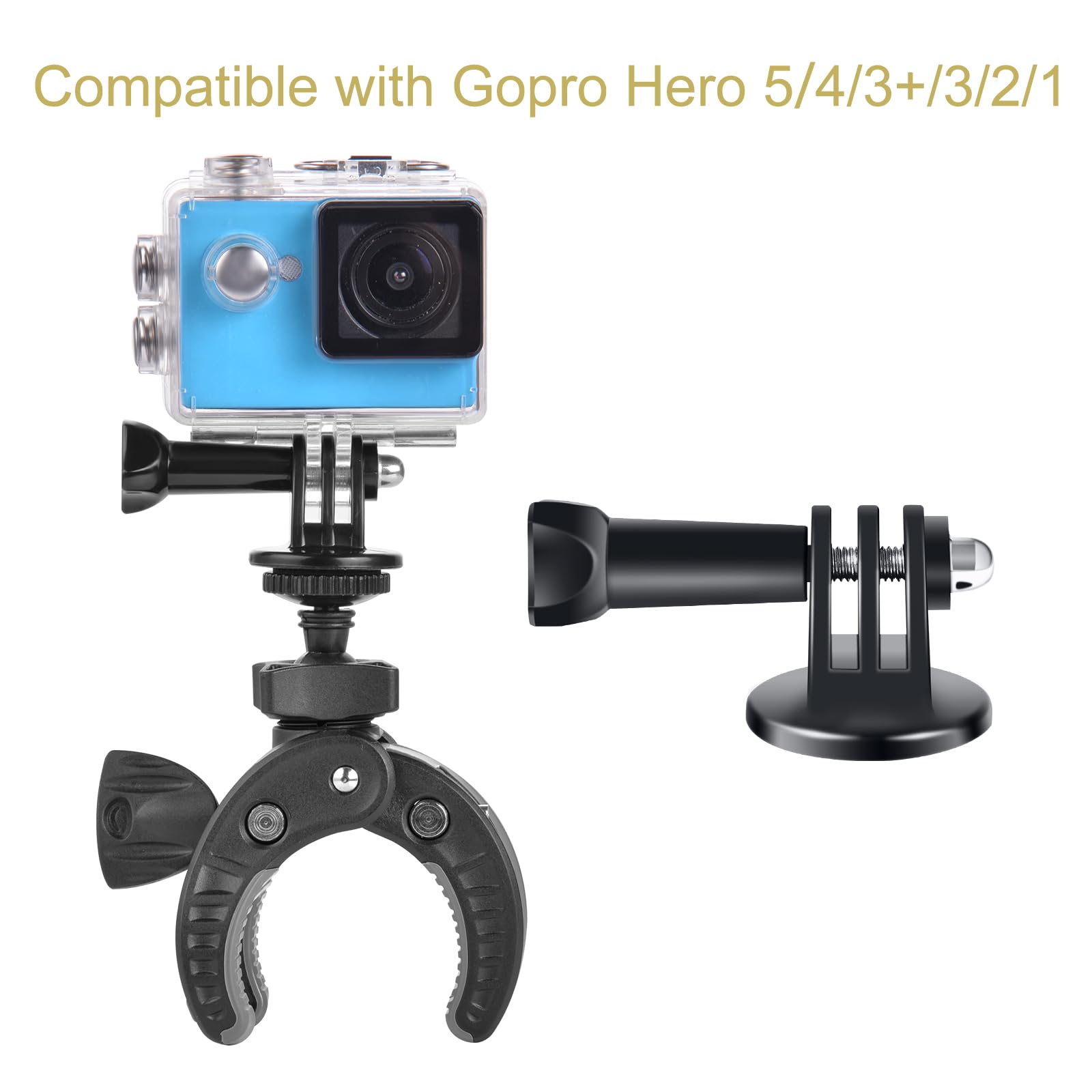 Utebit Bike Camera Mount With 1/4' Screw Bicycle Camera Clamp For Bike,Motorcycle, Gopro,Electric Vehicles,360� Rotation Handlebar Action Camera Smartphone