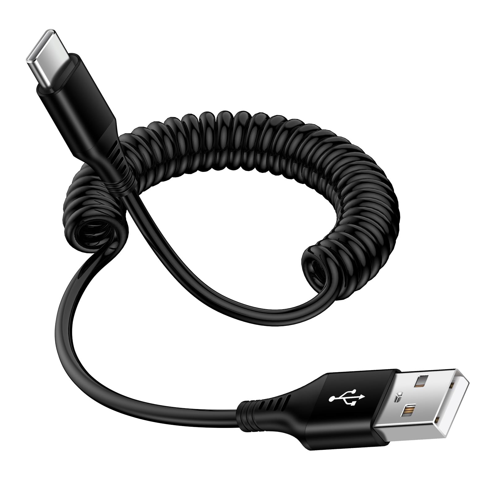 2.5Ft Coiled Fast Charging Cable Phone Charger For Samsung Galaxy S25 Plus Z Fold 6 5 4 3 2 Flip 6 5 4, S24 S23 S22 S21+ Ultra S20 Fe 5G, Usb A To Type C Car Retractable Phone Charger Cord