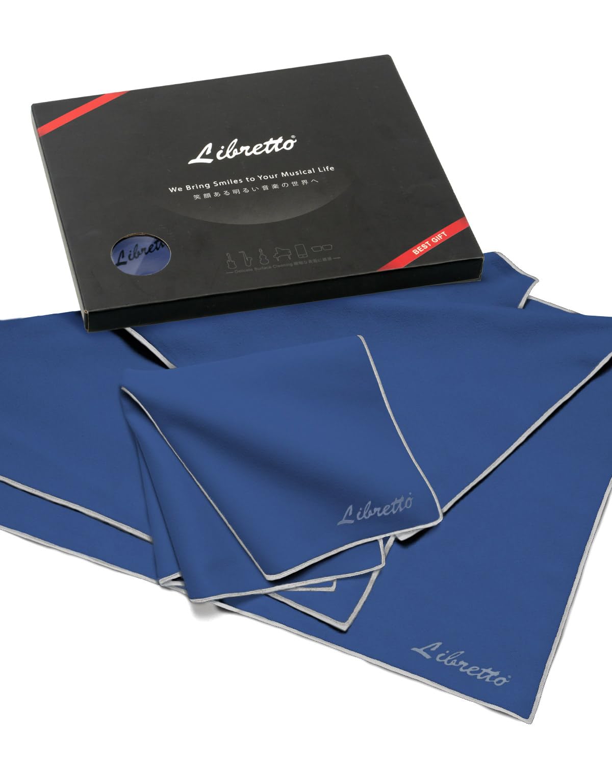 Libretto Microfiber Polish Cloth, 3 Useful Sizes In 1 Pack, Violin And Cello Cleaning & Polishing Products, Blue, Lint Free, Sup