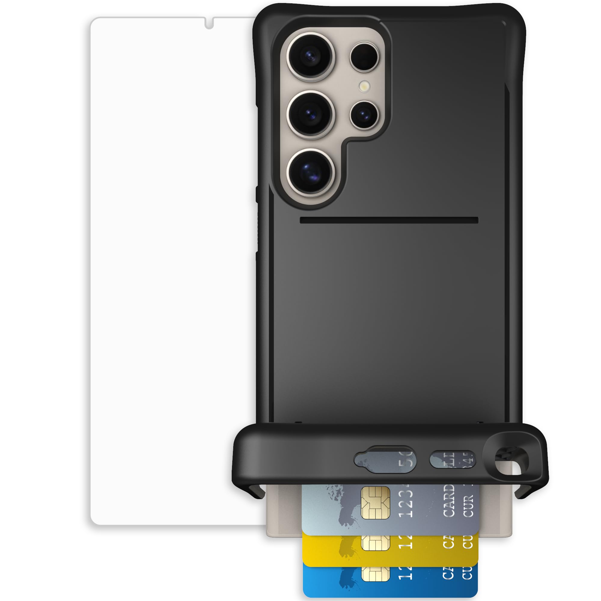 Scooch for Samsung Galaxy S24 Ultra Case with Card Holder, Wingmate Wallet Case with Hidden Card Slot, Bundled with Tempered Gla