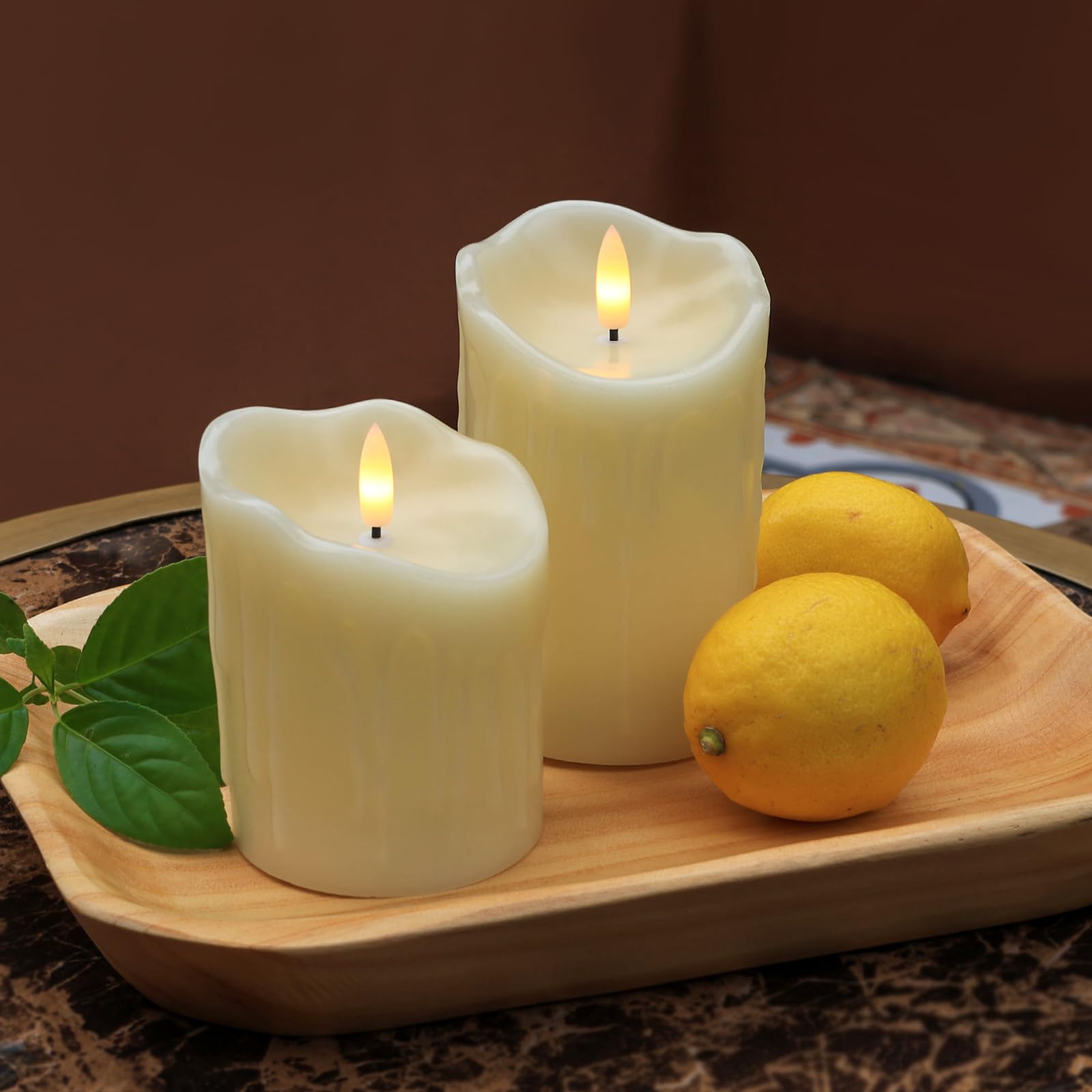 Credtarnos Flickering Flameless Candles, Battery Operated Candles With Remote And Timers, Real Wax Led Pillar Candles For Table,