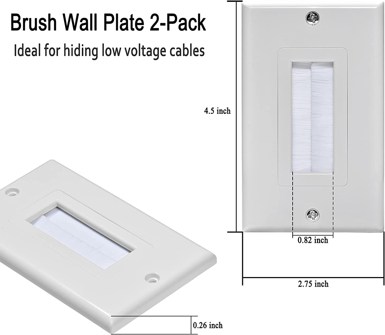 Brush Wall Plate Cable Pass Through Insert, 1 Gang Wall Plate Cable Access Strap, In Wall Wires For Hdtv, Hdmi, Network, Coaxial