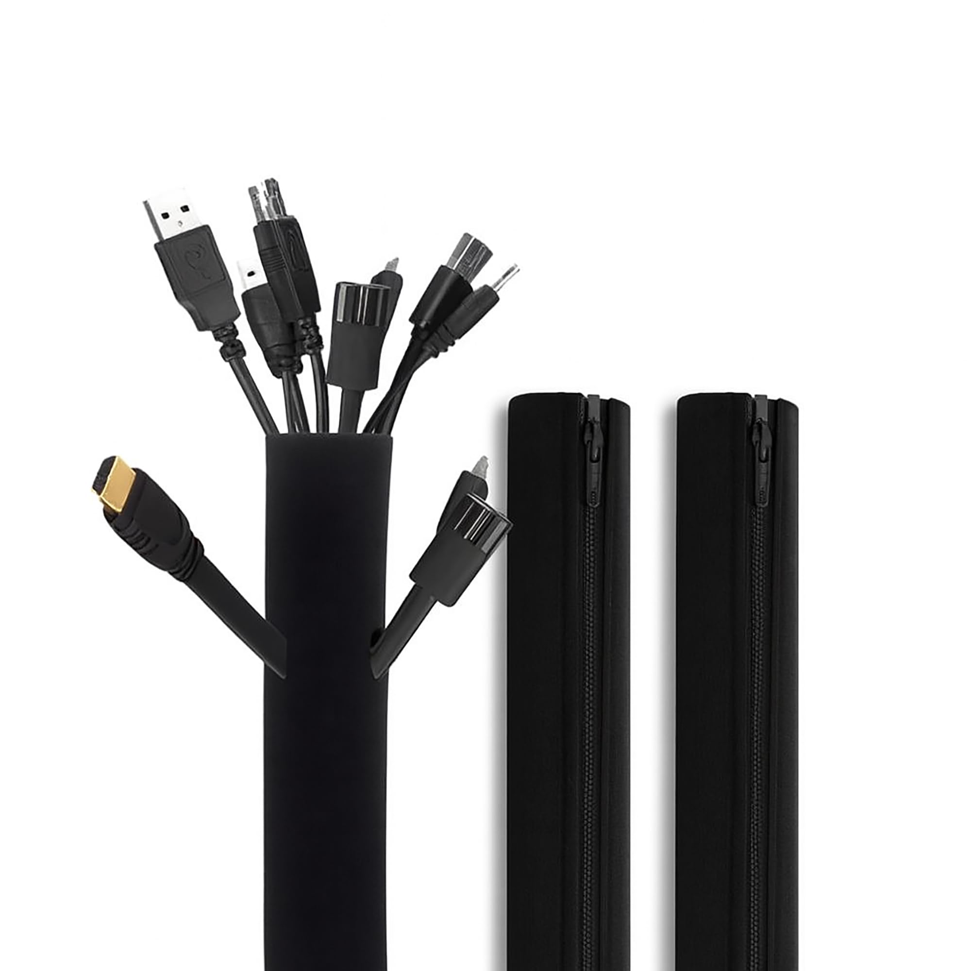 Oivo India Cable Management Sleeves,Cord Management Cover With Zipper For Tv/Computer/Home Entertainment Cable Wrap Organizer (4