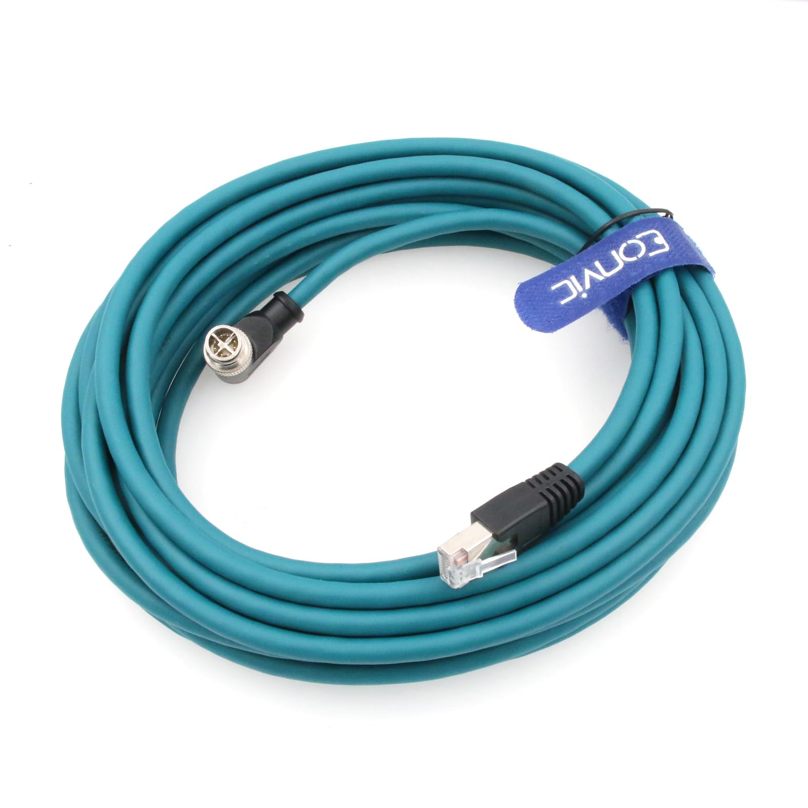 Eonvic Cat-7e Ethernet Shielded Cable M12 X-Type 8 Position to RJ45 Waterproof Industrial Network High Flex Cable for Cognex (8M
