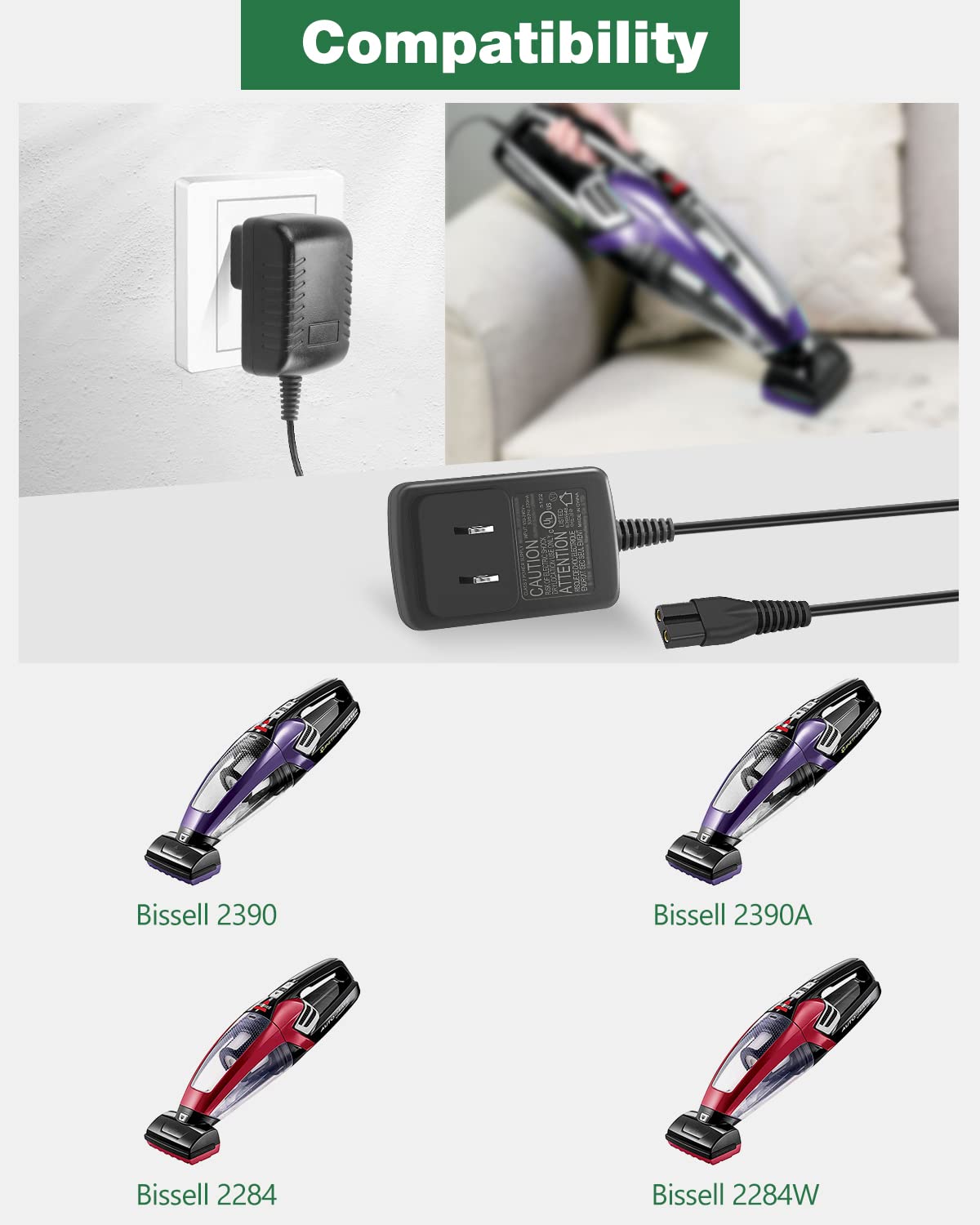 Charger For Bissell Pet Hair Vacuum 2390 2390A 23903 2284 2284W, Compatible With Bissell 14.4V Lithium Ion Cordless Hand Vacuum