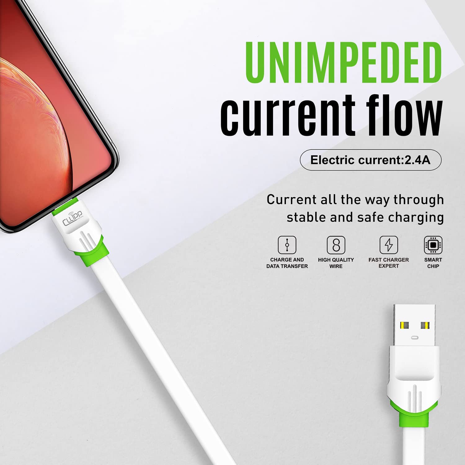 Cllippwireless 6Ft 2.4A Usb Type C Fast Charging & Sync Data Cable Compatible With Android Smart Phones Samsung Galaxy S10,S9,S8