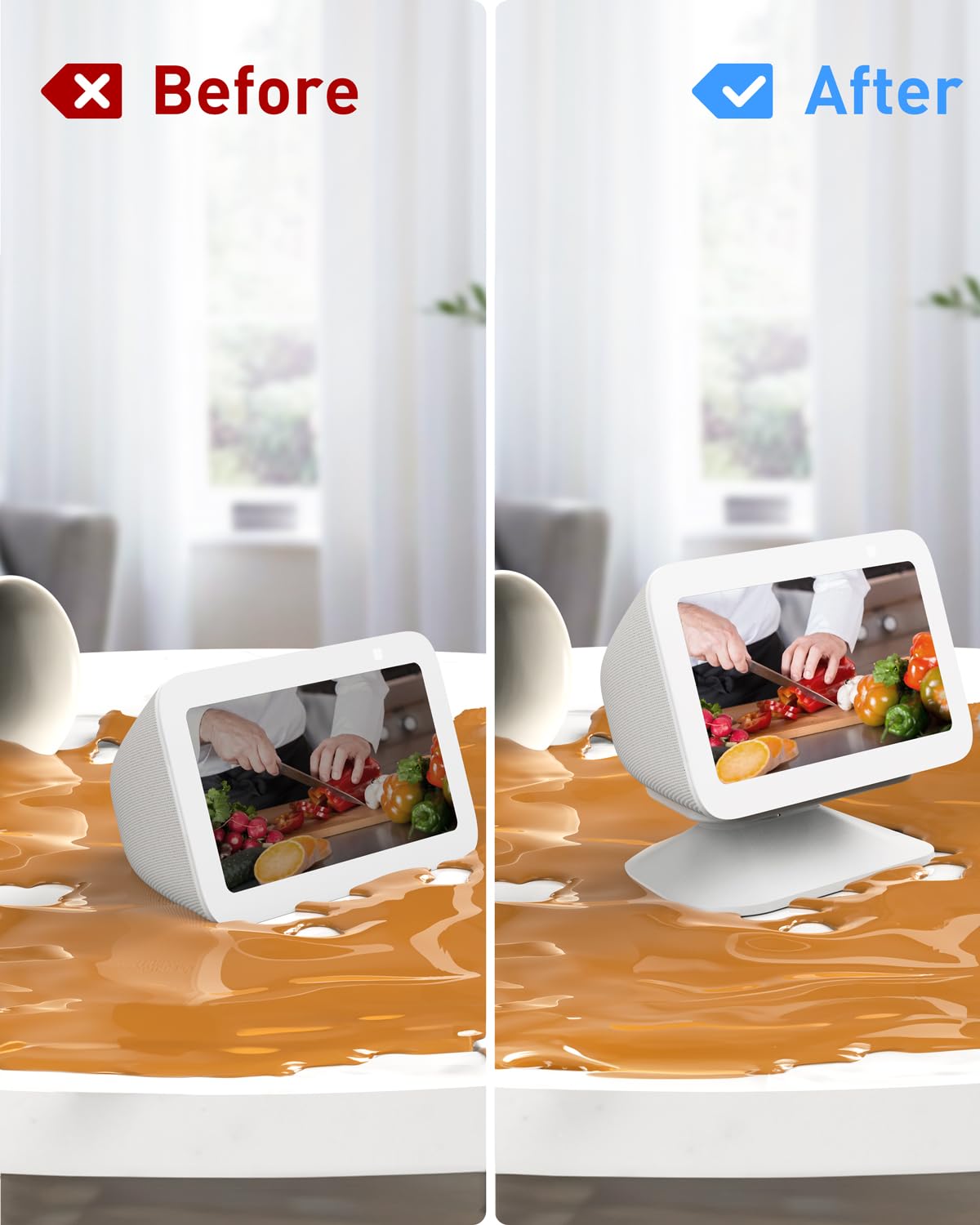 Maxonar Stand For Echo Show 5 (3Rd Gen), Adjustable Tilt Swivel Stand Anti Slip Base Strong Magnetic Compatible With 2023 Release Show 5 Smart Speaker  White