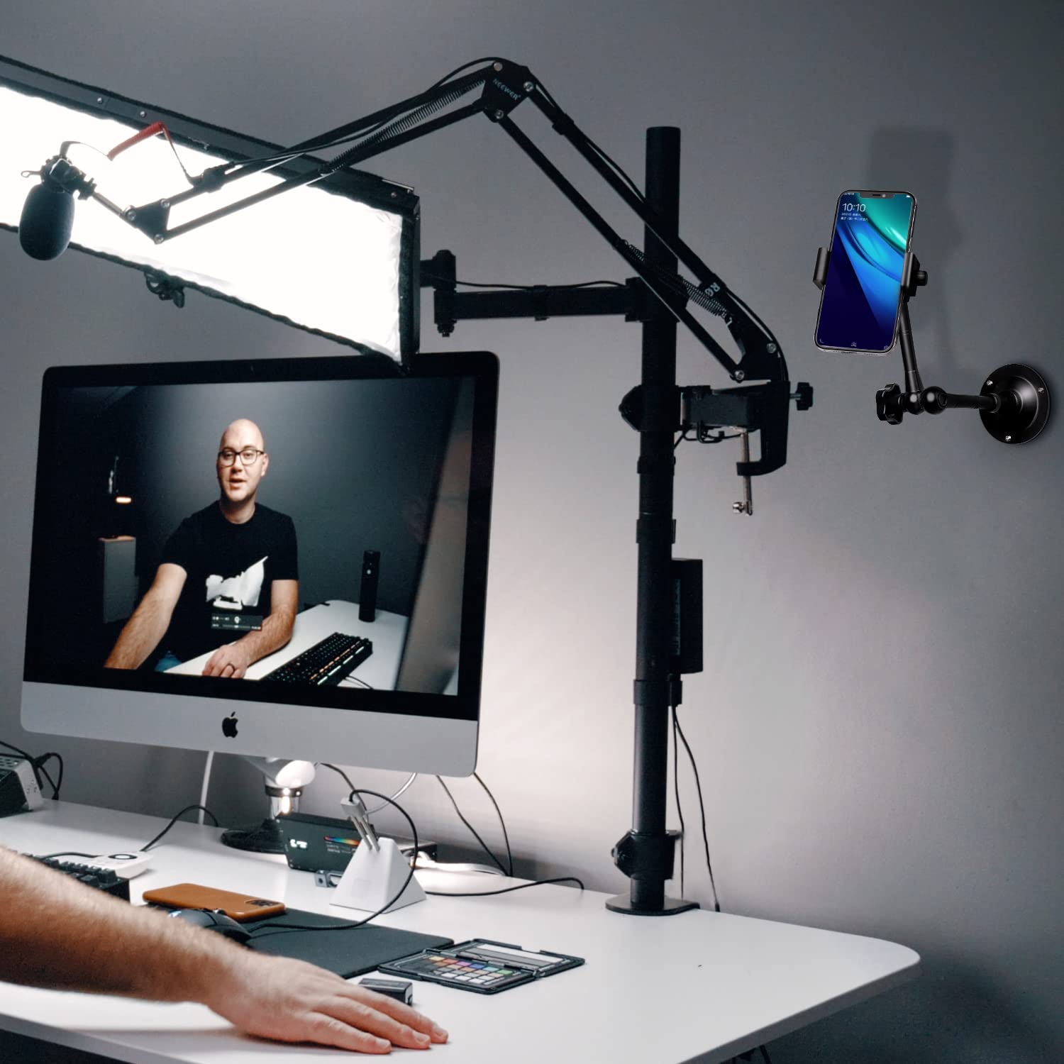 Uyodm Phone Wall Mount Holder Bracket Magic Arm And Clamp, Compatible With Iphone/Samsung Galaxy/Nexus/Htc/Lg Most Smart Phones