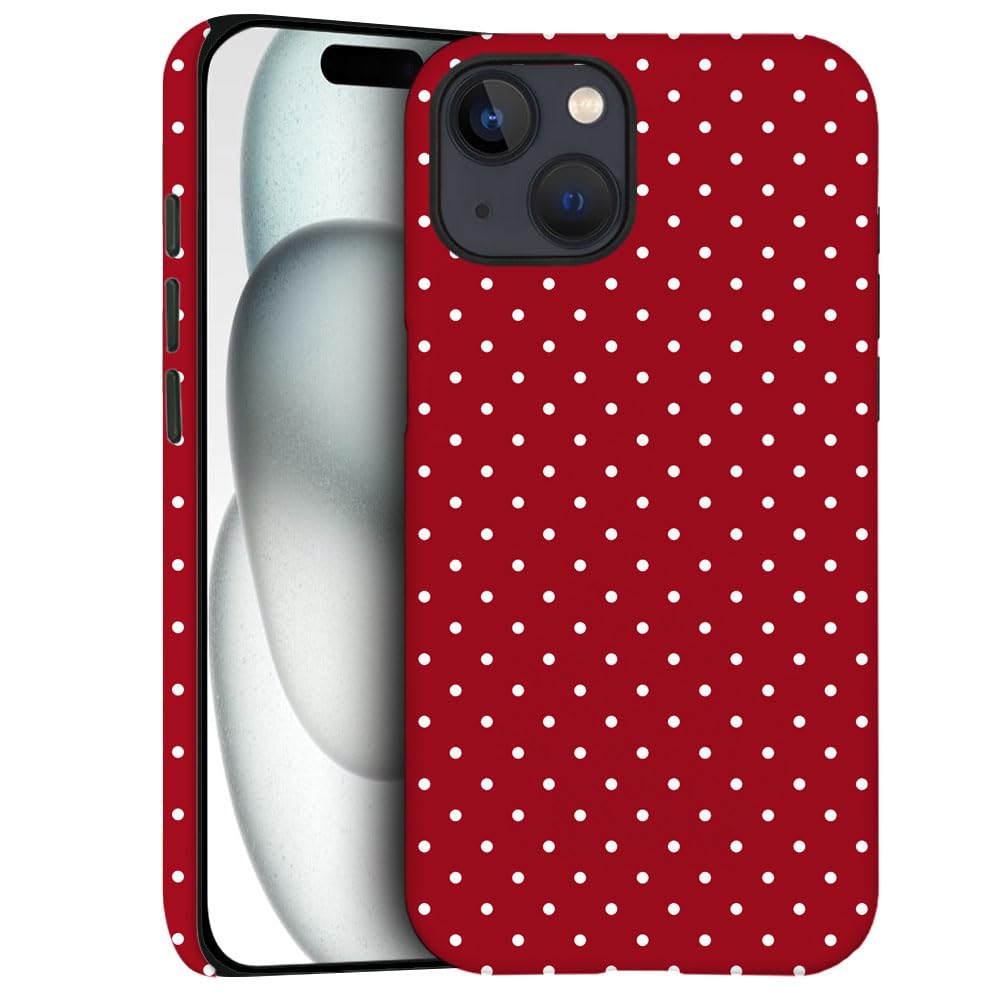 Case for iPhone 14 Plus - Slim Fit Anti-Scratch Phone Case for Girl Women - Cherry Red Polka Dot (Frosted)