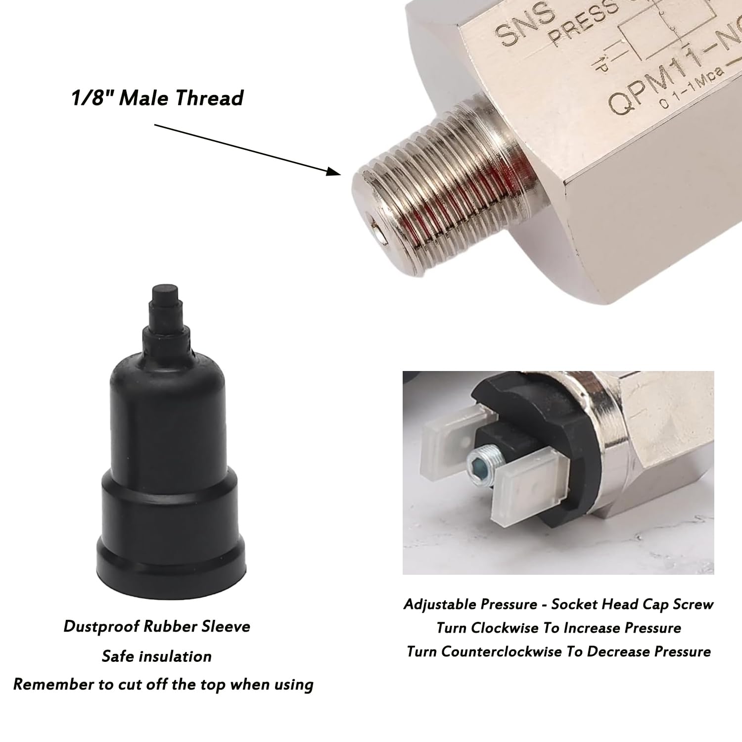 1/8 Inches Pneumatic Adjustable Pump Pressure Control Switch Qpm11 Nc Normally Close