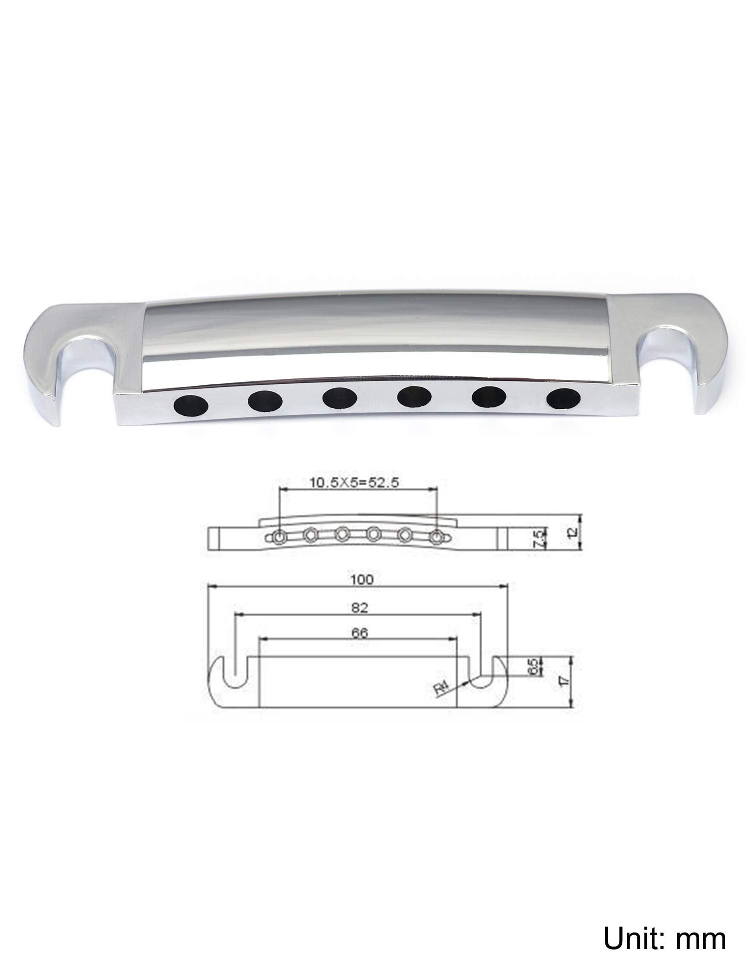 Metallor Tune-O-Matic Style Guitar Stop Bar Tailpiece For Lp Les Paul Sg Style Electric Guitar Parts Replacement Chrome.
