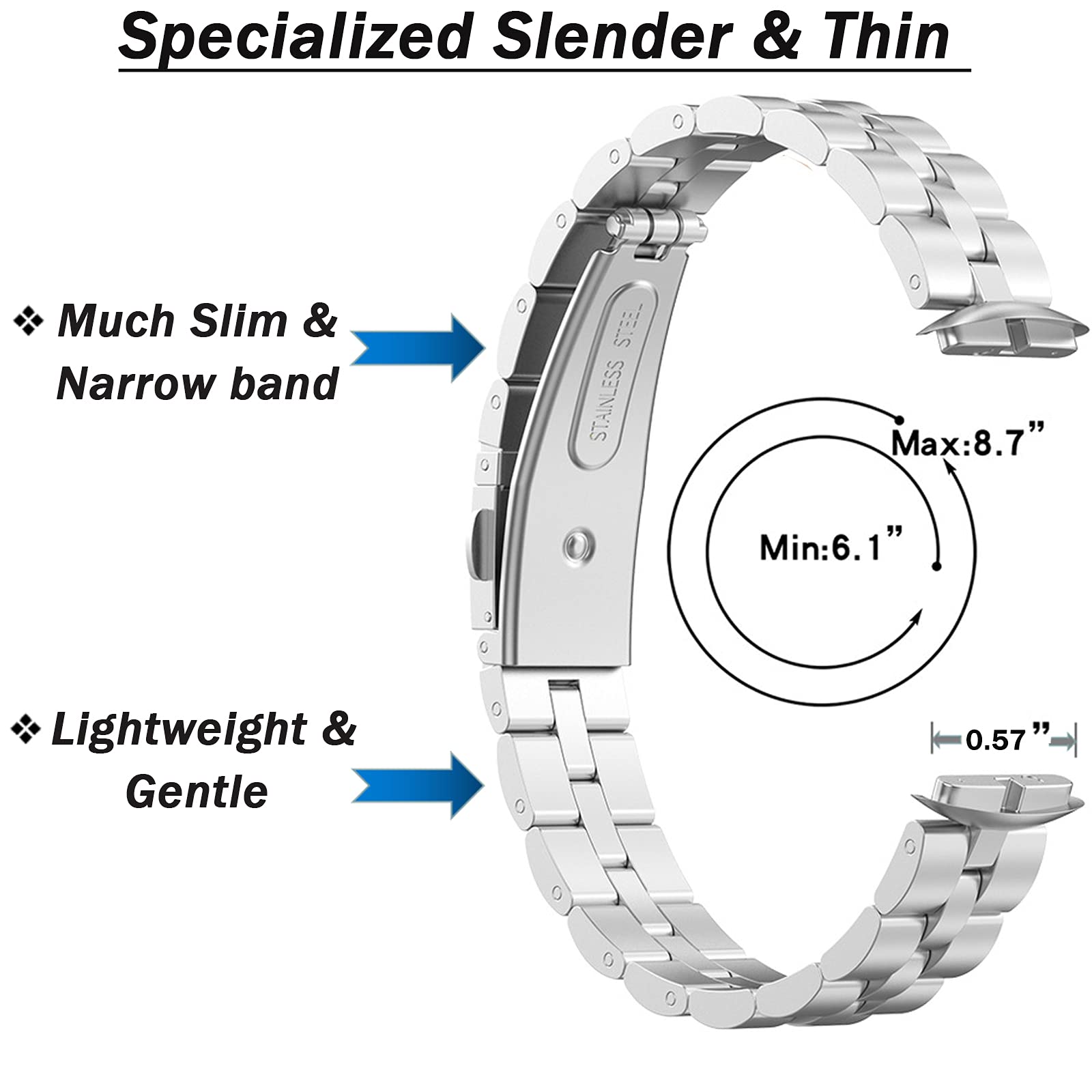 Ninki Compatible Fitbit Luxe Special Edition &Fitbit Luxe Band For Men Metal Silver,Fitbit Luxe Watch Bands Fitbit Luxe Strap Ba