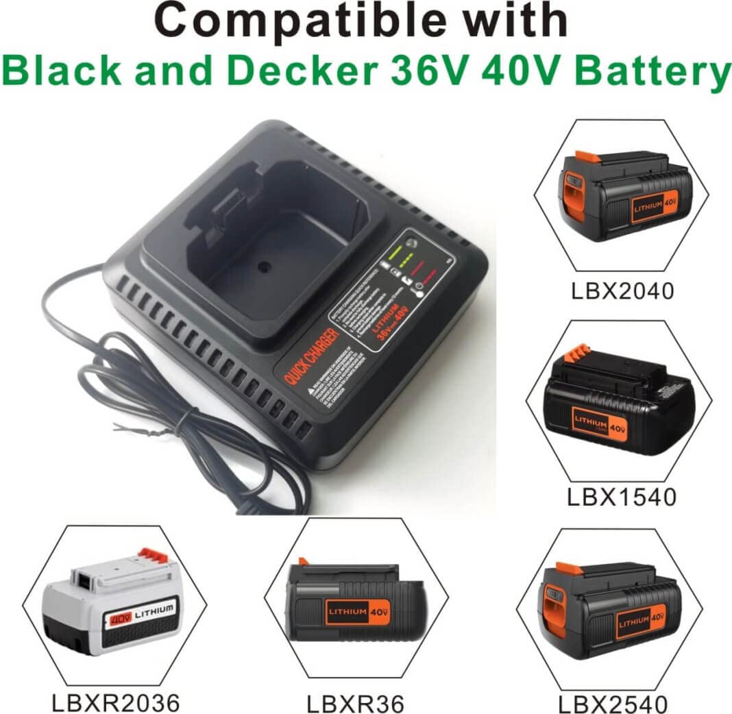 Anoitd 40V Max Battery Fast Charger Lcs40 Compatible With Black & Decker 36V 40V Max Lithium Battery Lbx1540 Lbx2540 Lbx2040 Lbx