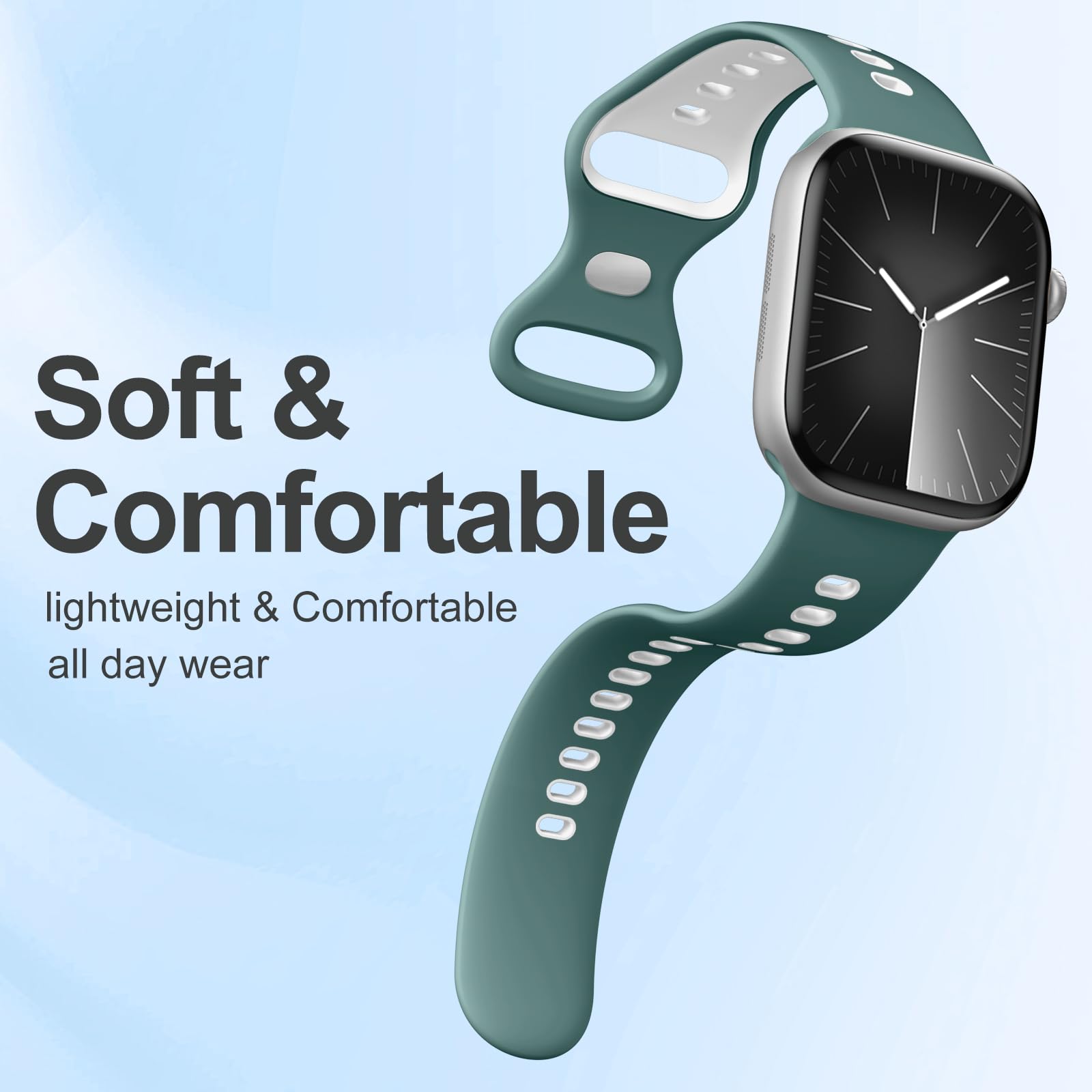 Witzon Silicone Band Compatible With Apple Watch Bands For Women 46Mm 45Mm 44Mm 42Mm, Soft Sport Strap Breathable Smart Watches