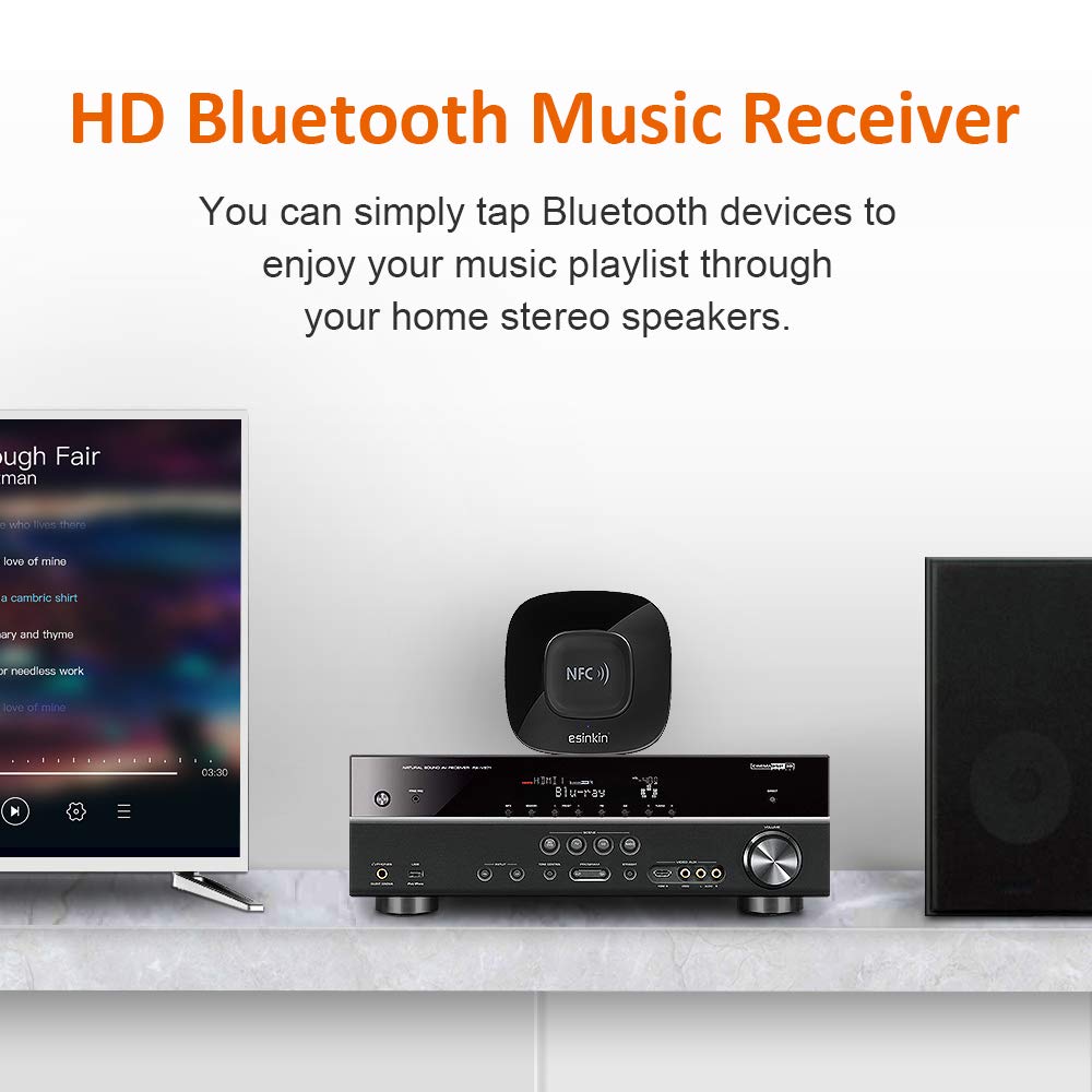 Esinkin Bluetooth Receiver Wireless Audio Adapter 4.0(Nfc Enabled) For Hd Music Stereo Sound System
