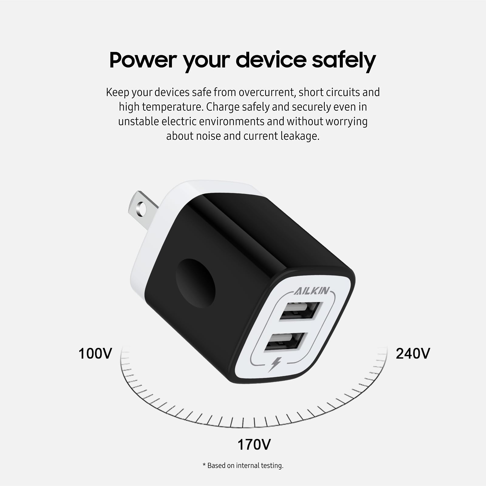 Usb Wall Charger, Charger Block, Ailkin 2.1A Multiport Fast Charge Power Brick Cube For Ipad, Iphone, Samsung Galaxy, Google Pix