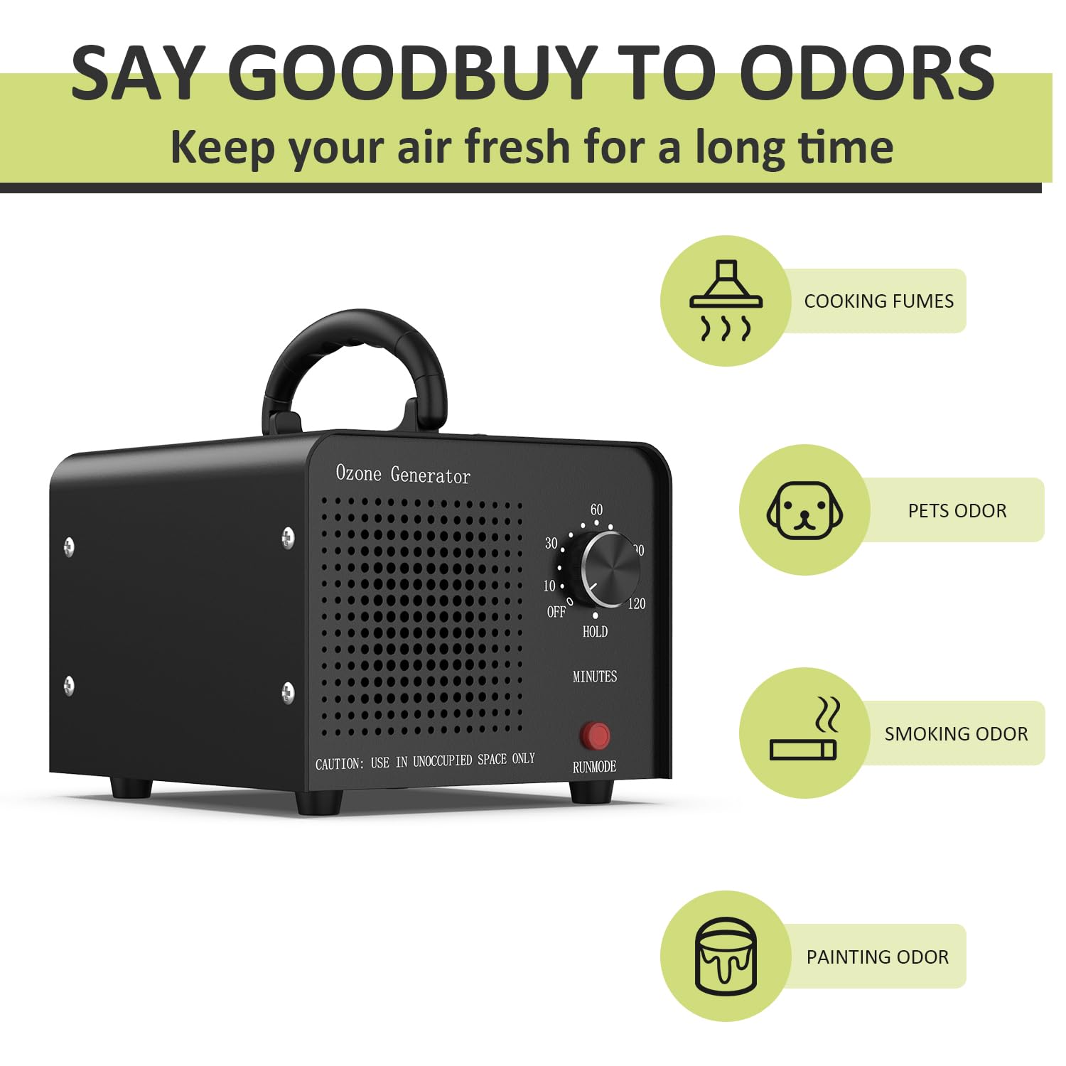 Medvoe 0Zone Generator 65000Mg   O3 Air Purifier For Home & Car, Ozone Machine Odor Removal For Smoke & Pet (Black)