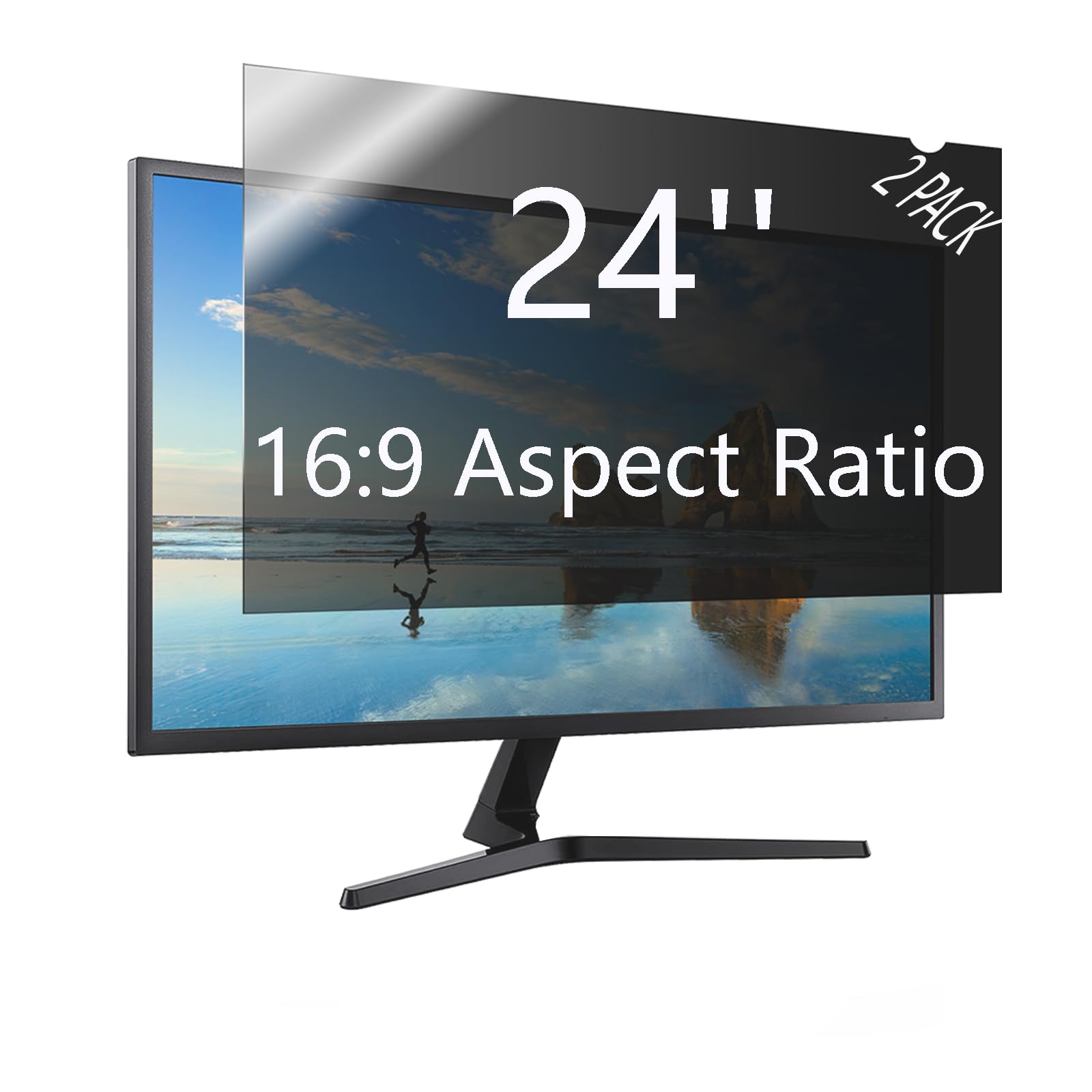 J J Dream 24 Inch Privacy Screen For Computer Monitor Blue Light Screen Protector Anti Glare Anti Scratch Monitor Privacy Shield Screen 24 Inch 16:9 Aspect Ratio [2 Pack]