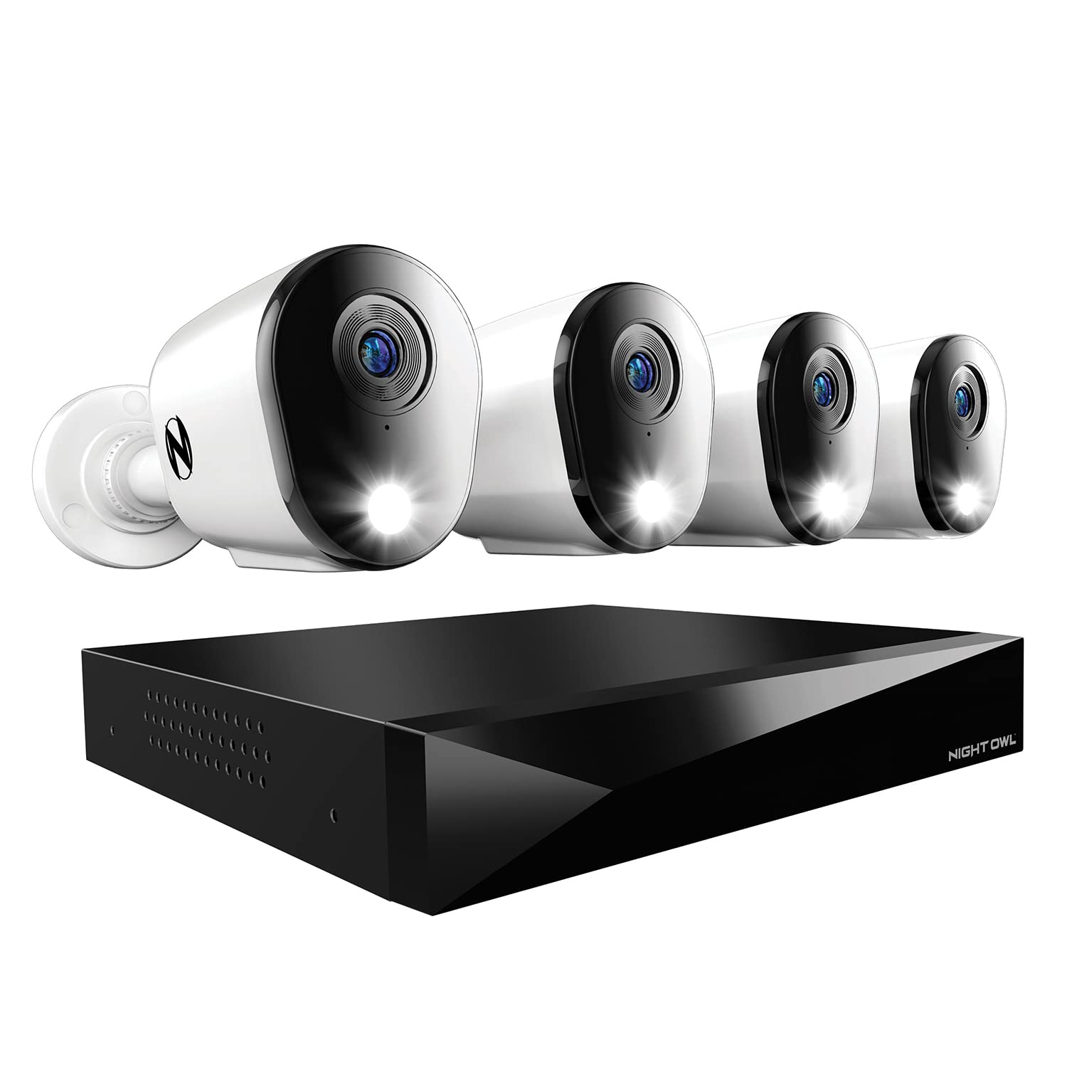Night Owl 2Way Audio 12 Channel DVR Video Home Security Camera System with (4) Wired 2K HD Indoor/Outdoor Deterrence Cameras an