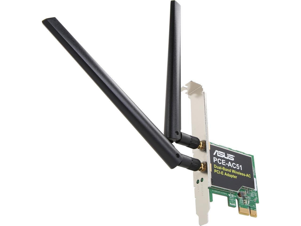 Asus Ac750 Dual Band Pcie Wifi Adapter (Pce Ac51)   Compatible With Pcie X1/X16 Slot, Detachable Antennas For Flexible Placement