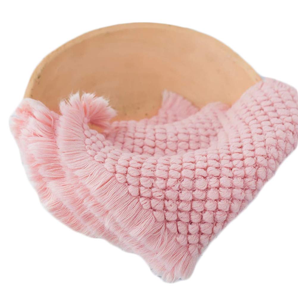 Zeroest Baby Photography Props Basket Braid Wool Wrap Newborn Photo Shoot Baskets Filler Posing Stuffer Background Blanket (Pink