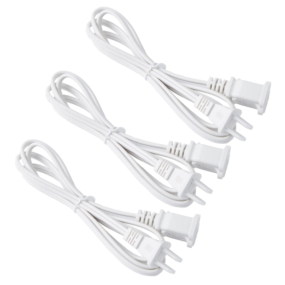 White Extension Cord 5 Foot, Single Plug Appliance Power Cable 18 Gauge, Two Prong Male Female, For Nema 5 15P To Nema 5 15R, Id