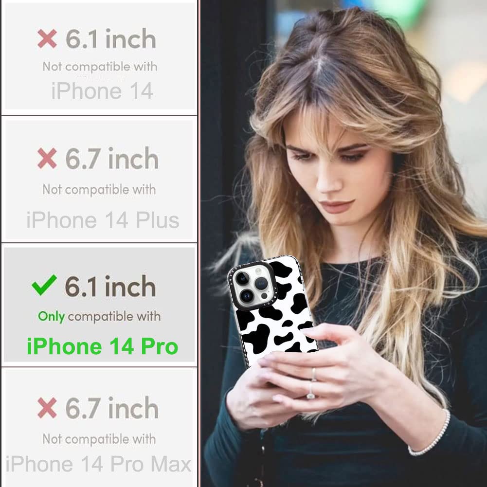 Abbery Designed For Iphone 14 Pro Case Cow Print, Clear With Design Cow Pattern Cute Silicone Tpu Sturdy Shockproof Protective W