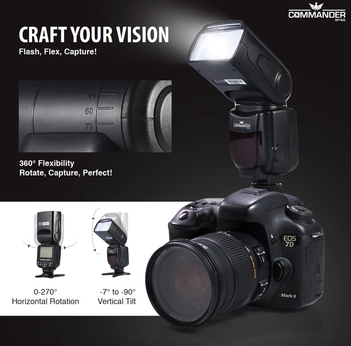 Speedlite Dedicated Electronic Flash Bundle For Canon Eos Rebel Sl2, Sl3,T6I, T7I, T8I, 750D, 800D, 850D,Includes Off Shoe Cable