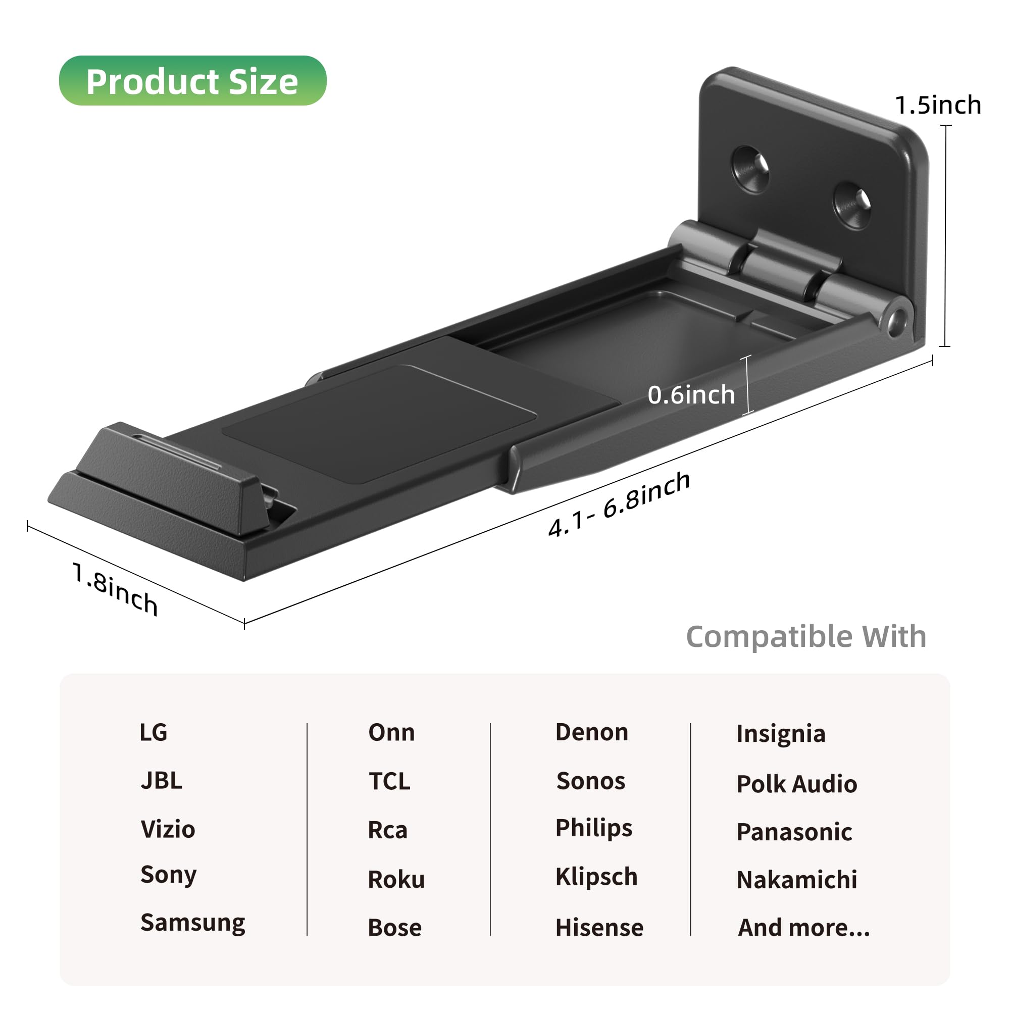 Eletiuo Soundbar Mount,Universal Dual Soundbar Wall Brackets Hold Up To 30 Lbs, Adjustable & Extendable From 3.5   -6.1   ,Compa