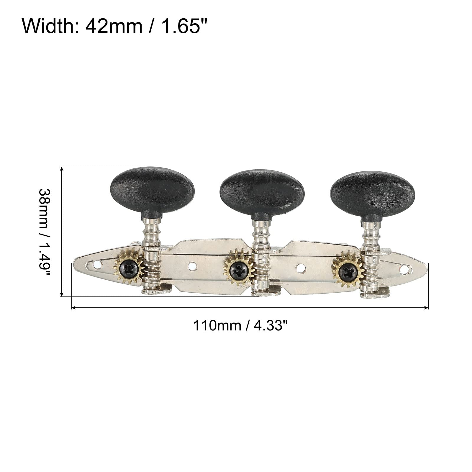 Patikil Guitar Tuners Machine Heads 3+3 Set Tuning Keys String Pegs For Classical Guitar Black Button