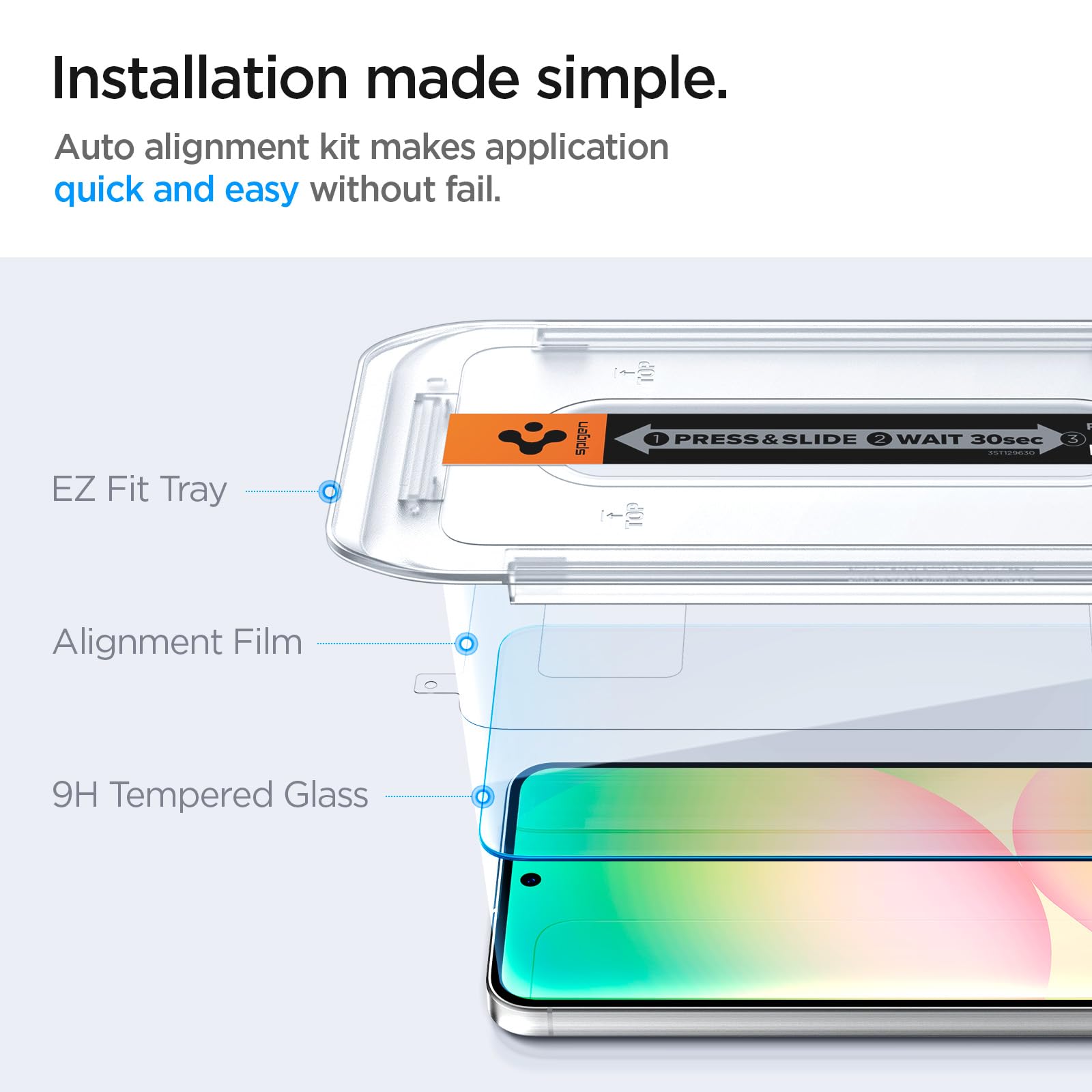 Spigen Tempered Glass Screen Protector [Glastr Ez Fit] Designed For Galaxy A56 5G / Galaxy S24 Fe [Case Friendly] - 2 Pack