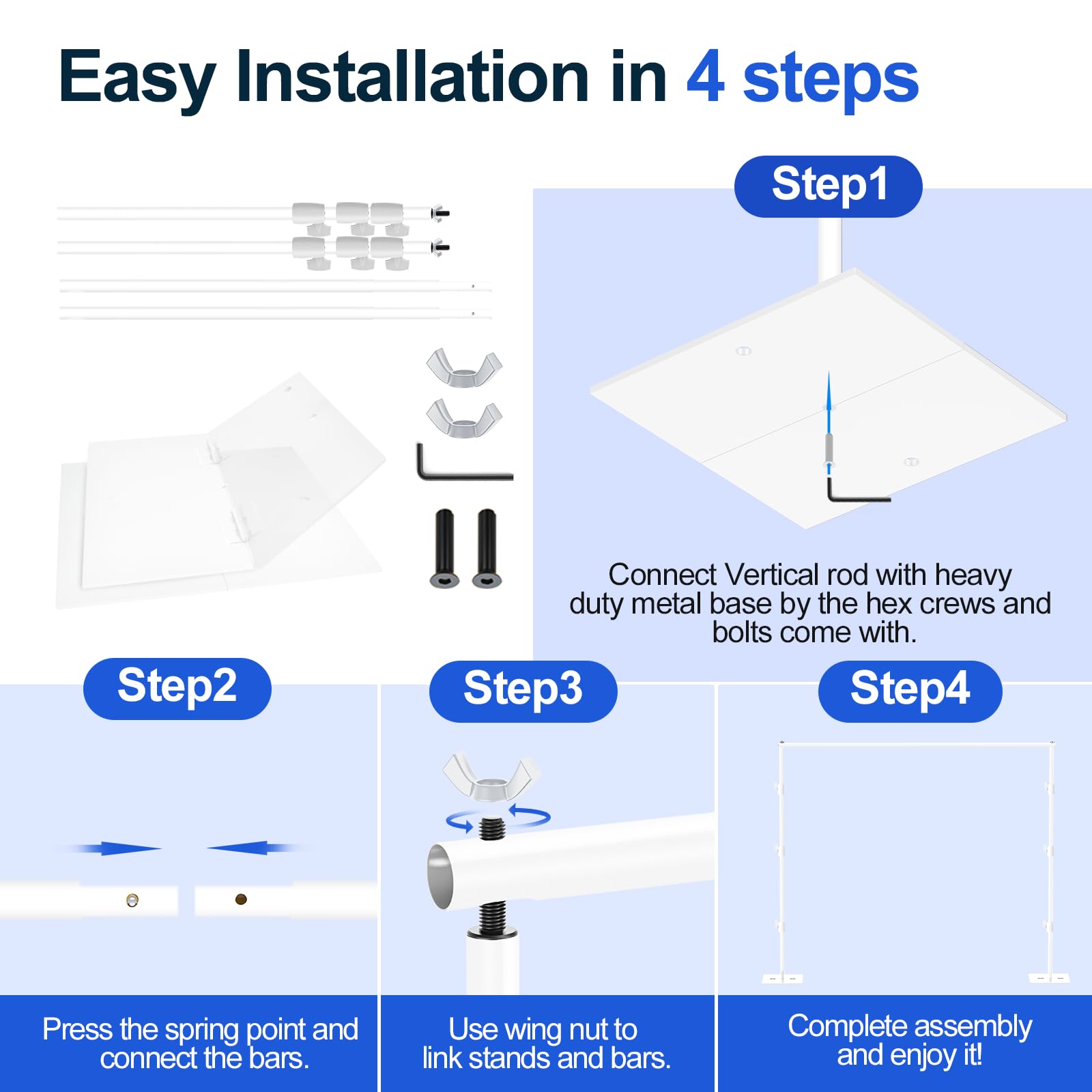 Emart Heavy Duty Backdrop Stand 8.5X10Ft(Hxw) Adjustable Background Support System Kit With Steel Base For Photography, Photo Ba