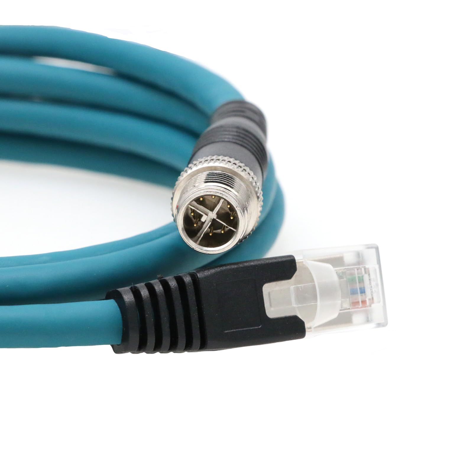 Zblzgp M12 Cat7E Ethernet Shielded Cable 8 Position X Code Male To Rj45 Gigabit Shielded Flexible For Cognex Industrial Camera C