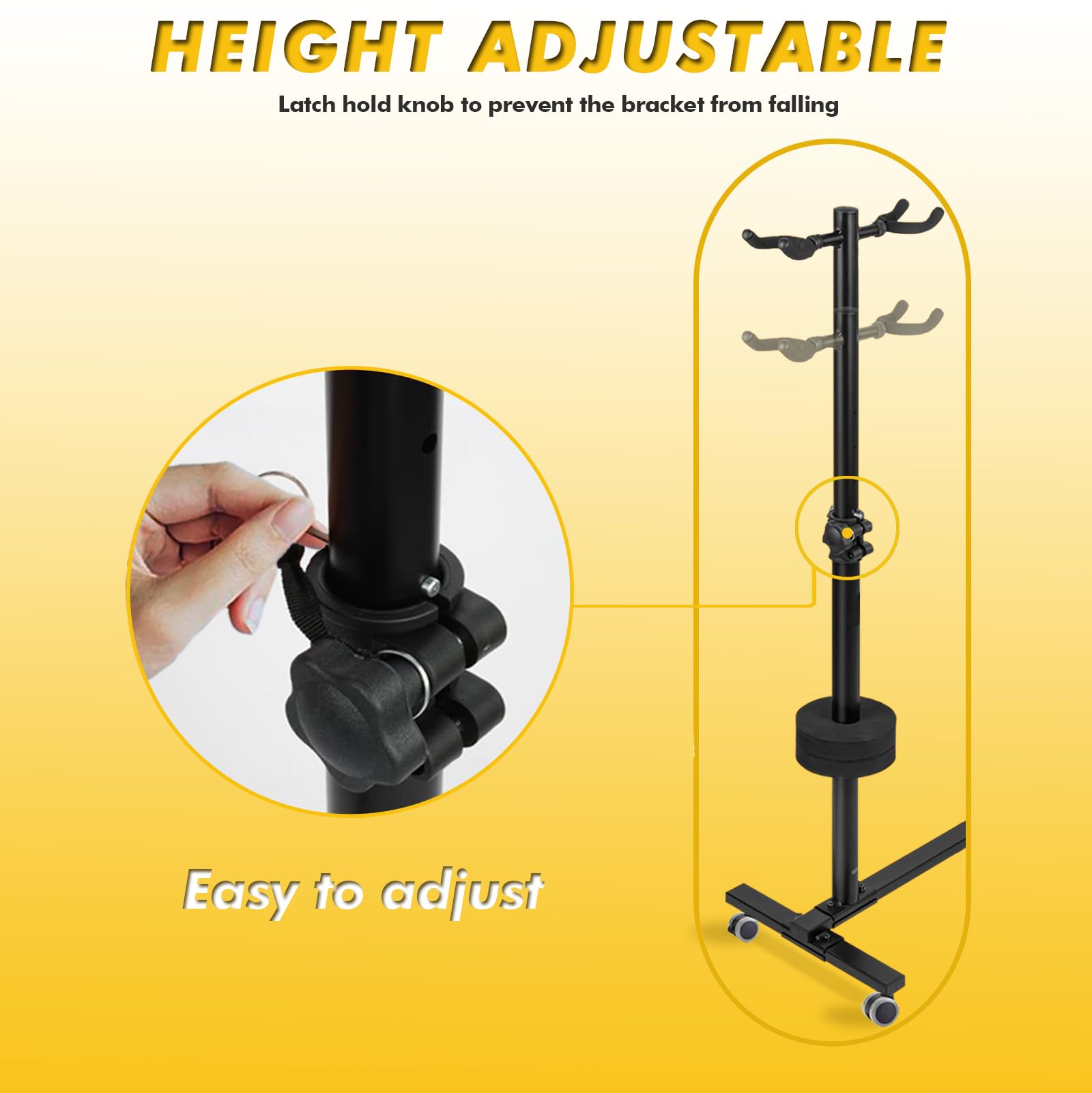 Upella 4-Holder Guitar Stand - Universal Wheel Design, Heavy Duty, Adjustable, Folding Multi Floor Stands For Acoustic, Electric