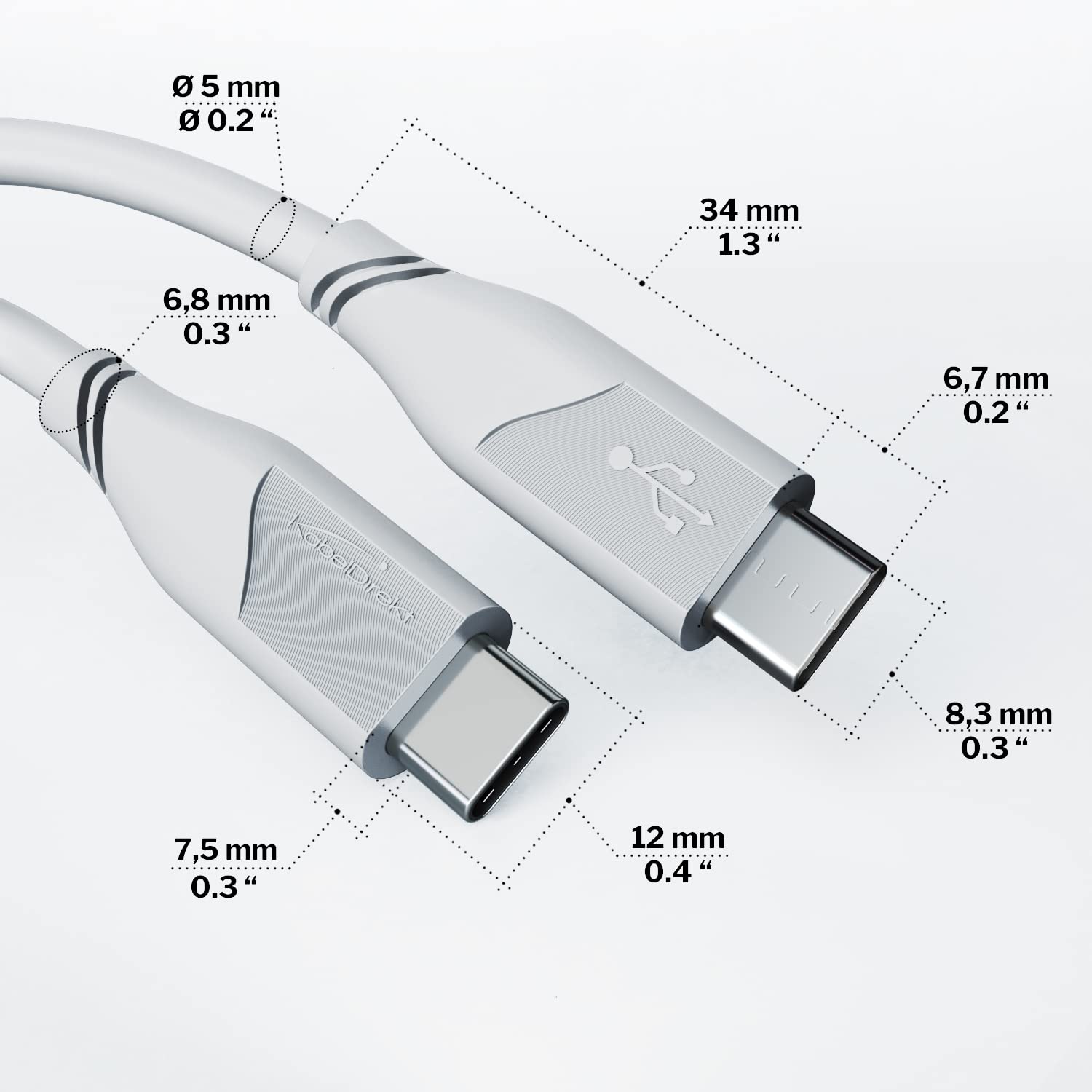 Kabeldirekt � Flexible Fast Charging Usb C Cable, Usb 2.0 � 3Ft (100W Of Charging Power For Smartphones/Laptops With Power Delivery 3, Ultra Flexible & Robust, Works As A Charging/Data Cable, White)