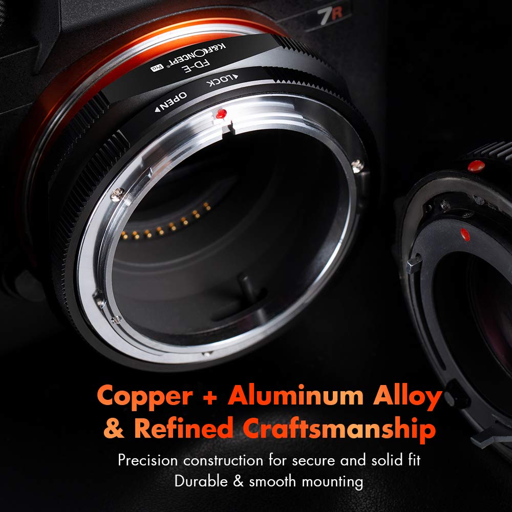 K&F Concept Fd To E Mount Lens Mount Adapter Comaptible For Canon Fd Fl Mount Lens To E Nex Mount Mirrorless Cameras With Matting Varnish Design Comaptible For Sony A6000 A6400 A7Ii A5100 A7 A7Riii