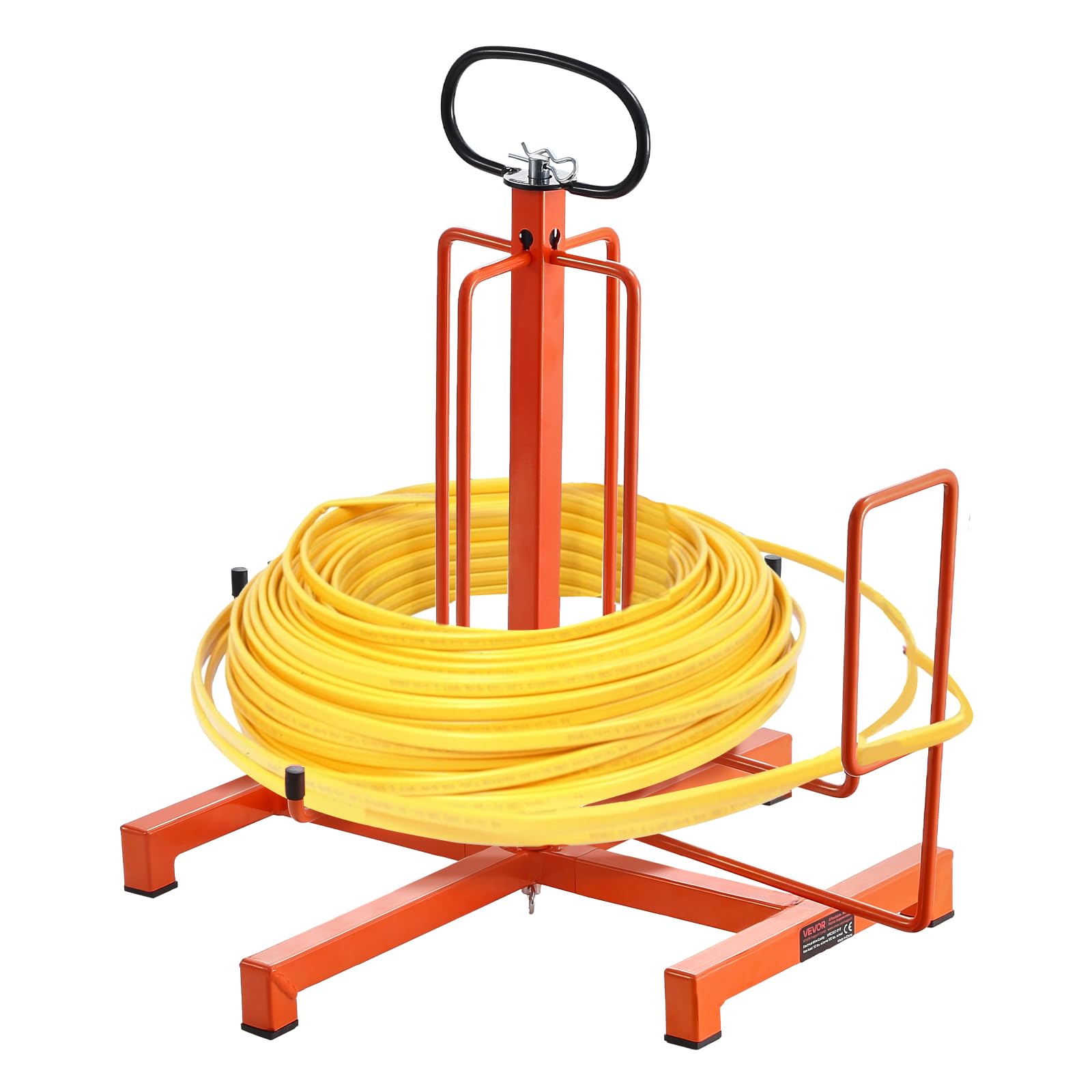 VEVOR Cable Dispenser, Floor or Stud Mounted, Wire Spool Rack, Portable Wire Rack Dispenser with Anti-Slip Metal Handle for Wiri