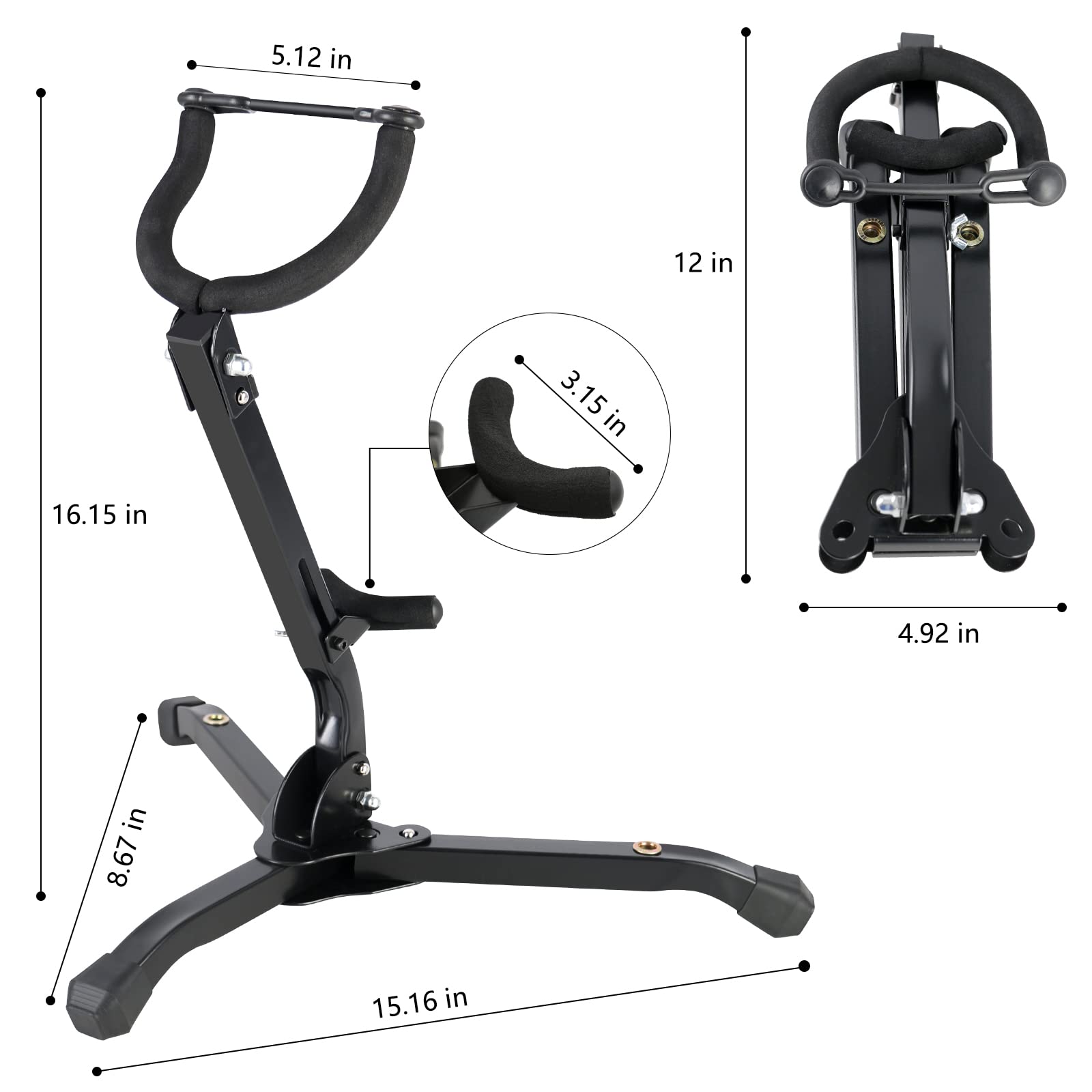 Eastrock Alto&Tenor Saxophone Stand Folding Saxophone Stand Saxophone Holder Rack With 2 Detachable Flute/Clarinet Holders Carry