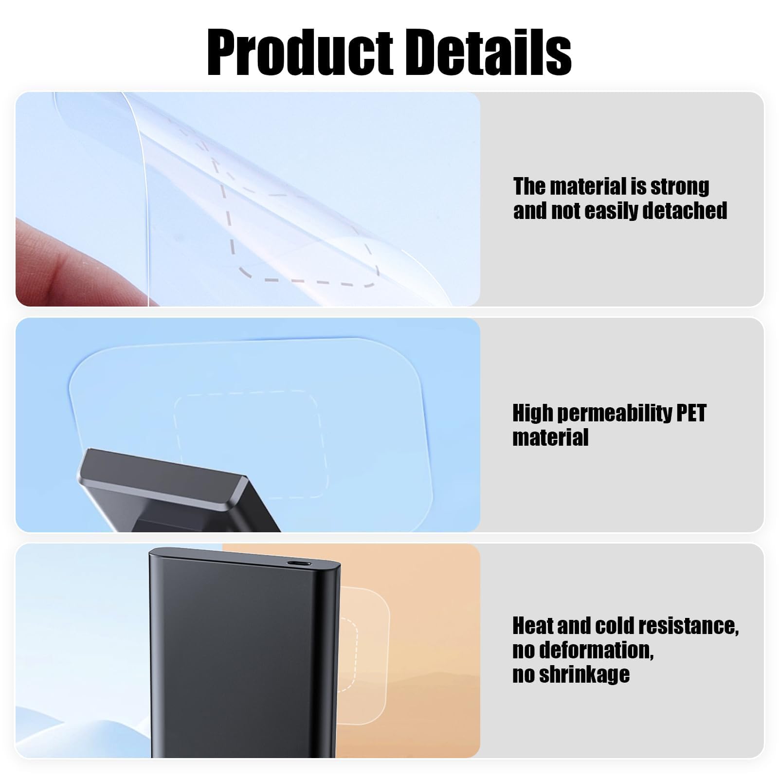 Gugumo Dashcam Windshield Sticker, Sturdy Car Hud Screen Sticker Film Easily Prevent Scratching & Falling, Durable And Reusable