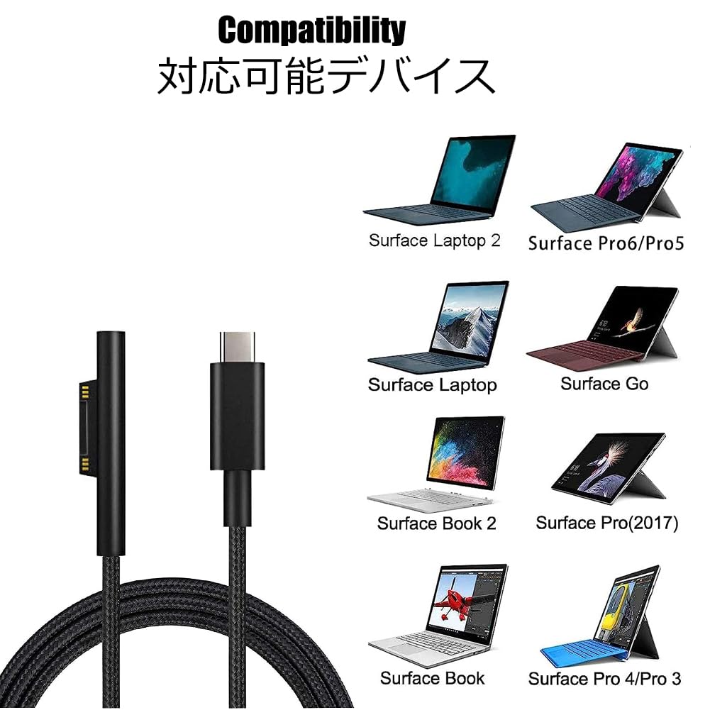 Surface Connect To Usb C Charging Cable 15V/3A Compatible With Surface Pro 3/4/5/6/7, Surface Laptop 3/2/1,Surface Go, Surface B