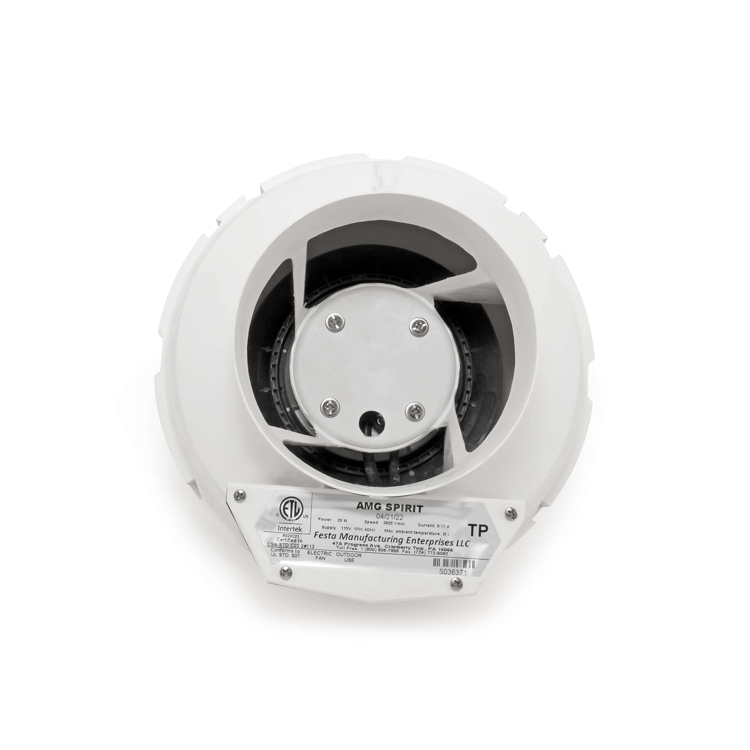 Festa Radon Amg Spirit Radon Fan   Quiet And Energy Efficient 121 Cfm Radon Mitigation System Inline Fan   5'' Electric Waterpro