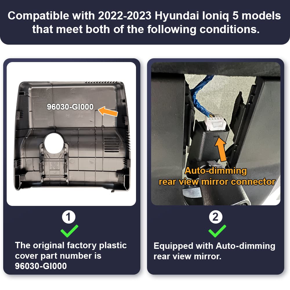 Fitcamx Front 4K+Rear 1080P Dash Cam Suitable For Hyundai Ioniq 5 2022 2023 2024 Sel Limited (With Auto Dimming), Oem Look, Dual