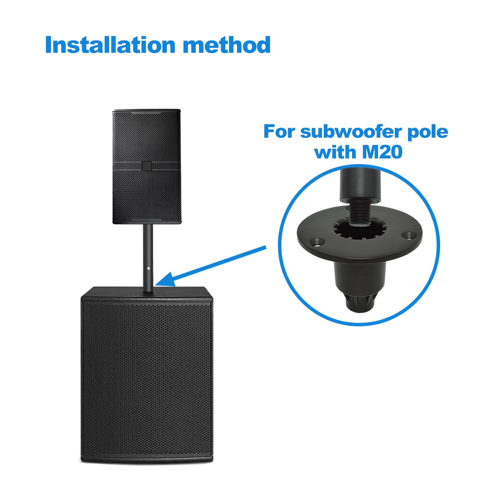 Howonder Speaker Mount Adapter With M20 Threading,4.02''X3'',Metal Speaker Stand Top Hat With M20 Threading, 102X75Mm (2 Packs B