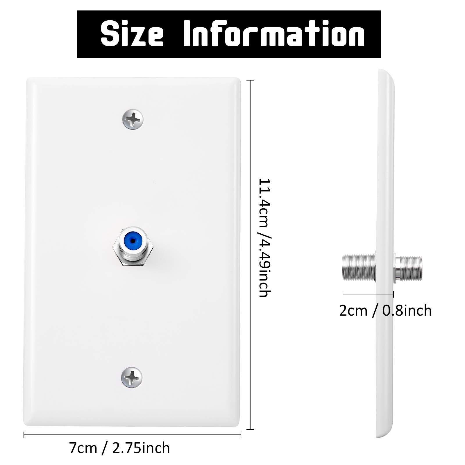 1 Port Tv Cable Wall Plate F Connector Wall Plate Coax Wall Plate Video Wall Jack Single Gang Wall Plates (Blue, 16 Pcs)
