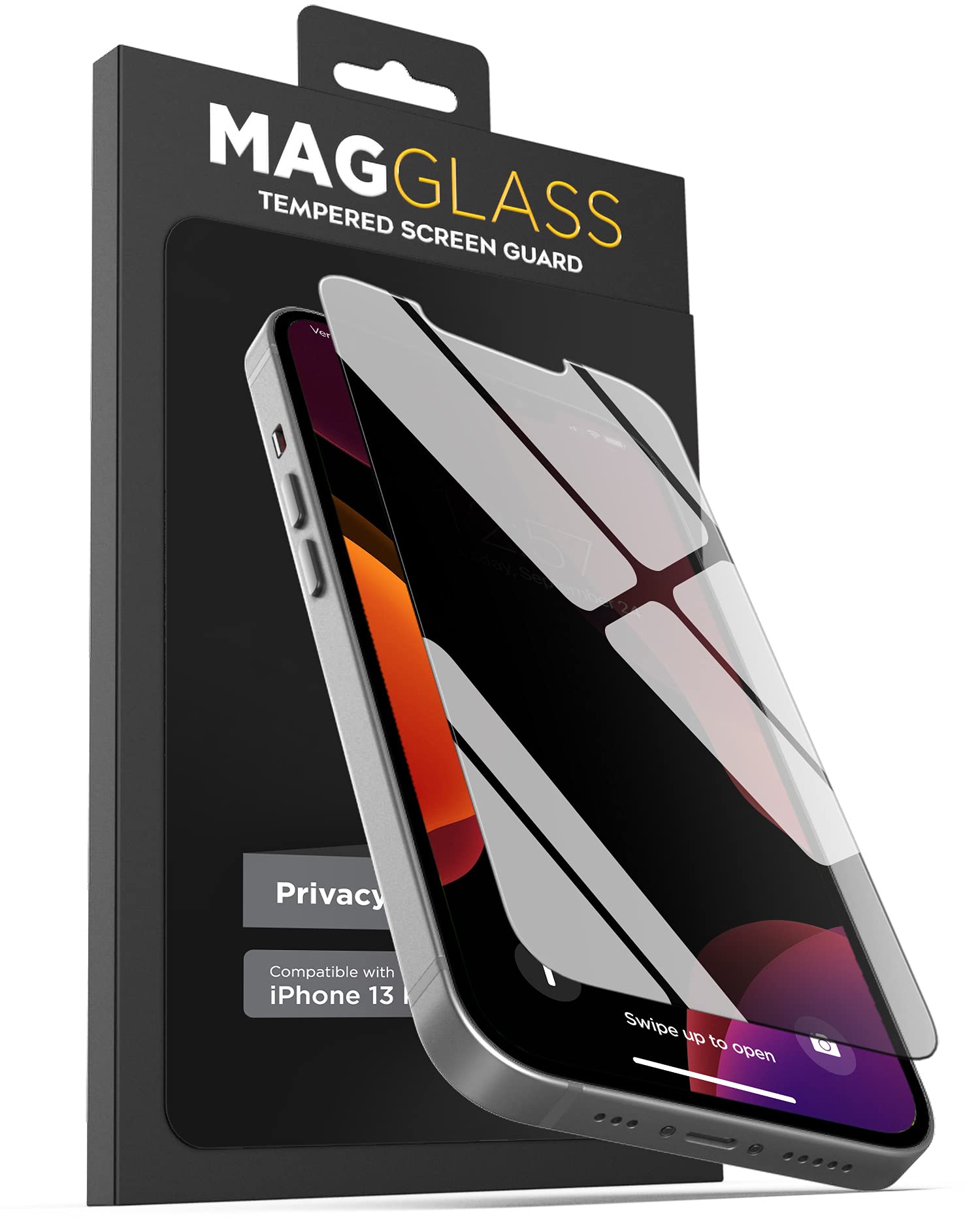 magglass Privacy+ Guard for iPhone 13 PRO MAX Privacy Screen Protector Tempered Glass, Case Compatible (Anti-Spy Side Tint)