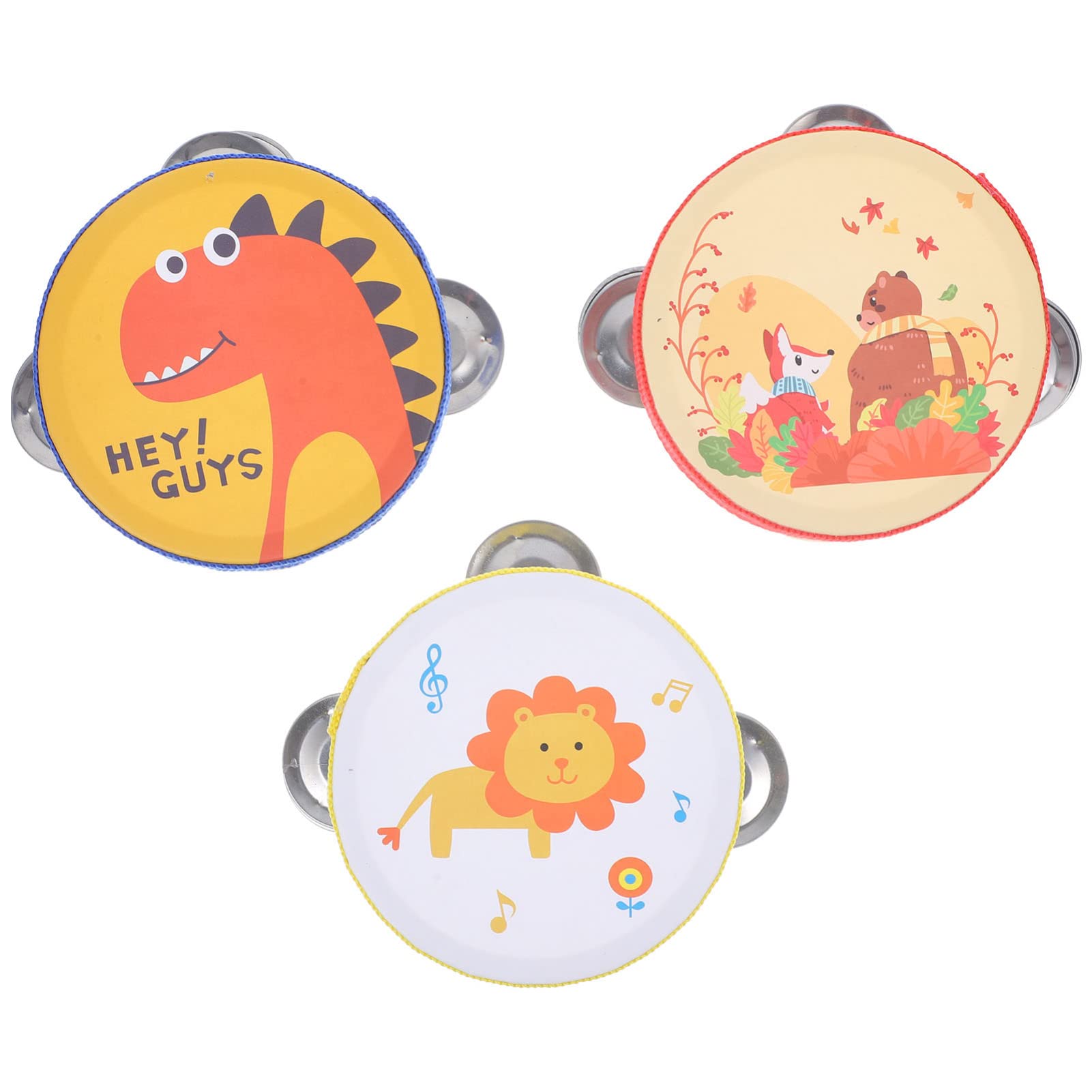 EXCLUZO 3pcs Child Tambourine Childrens Cartoon Instrument Toddler Tambourine Musical Percussion Toys