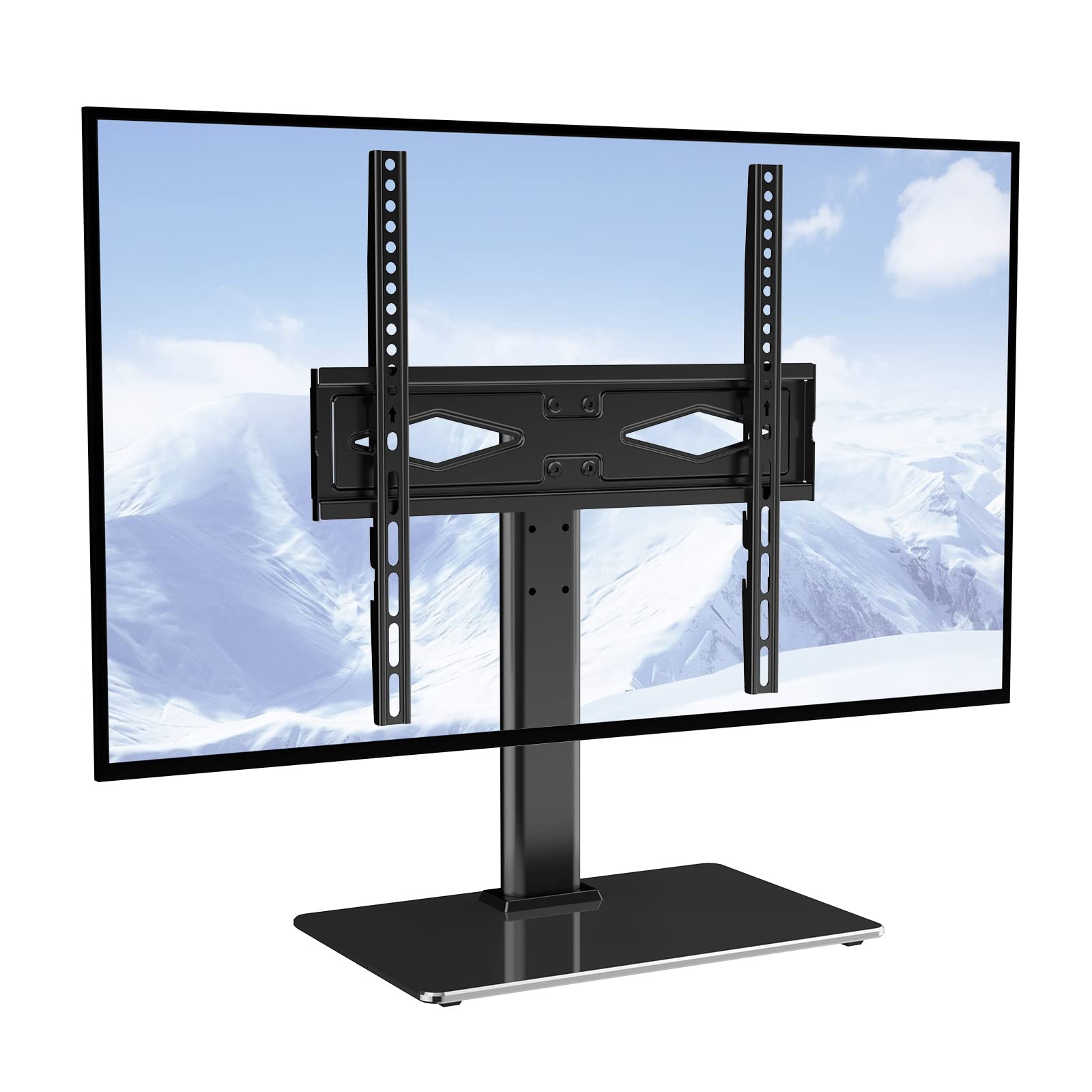 VEVOR TV Stand Mount, Swivel Universal TV Stand for 32 to 55 inch TVs, Height Adjustable Portable Floor TV Stand with Tempered G