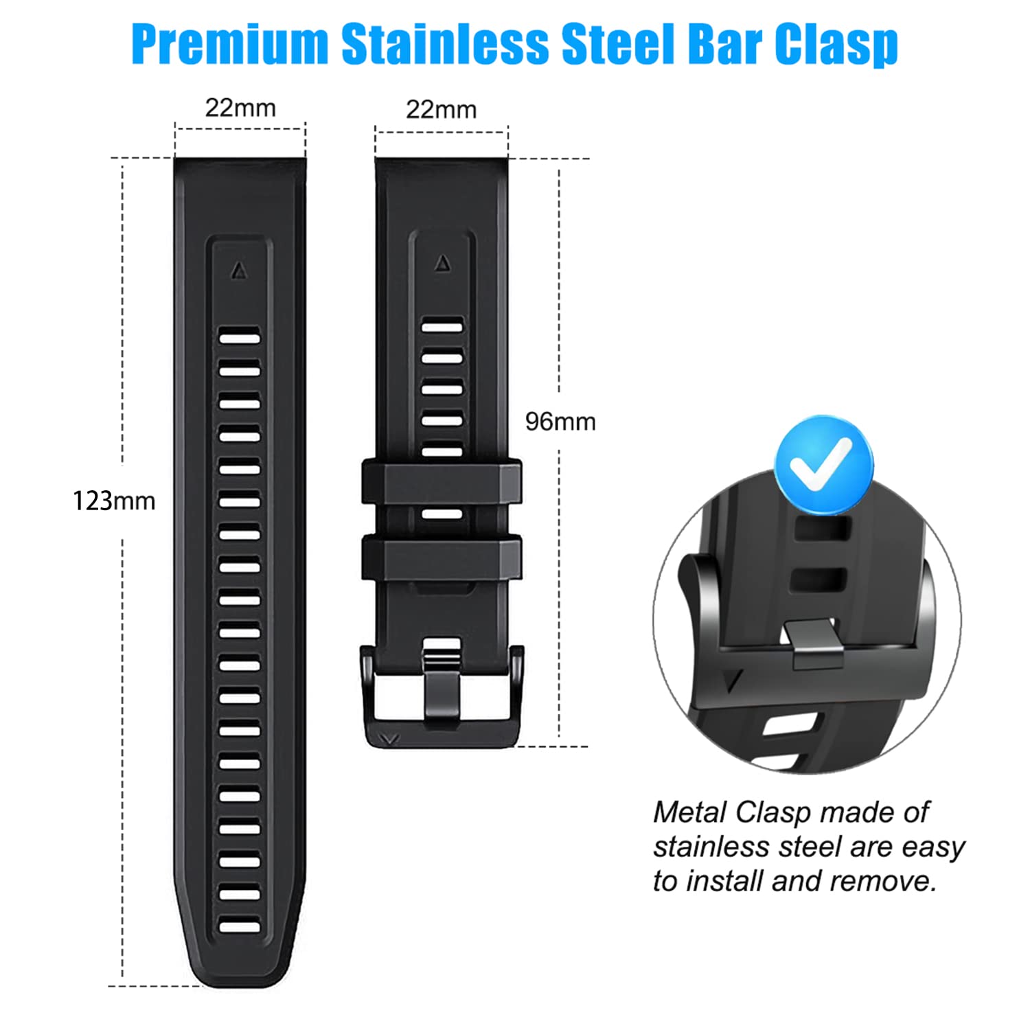 Zpjpplx Compatible With Garmin Fenix 6/6 Pro Silicone Wrist Strap,22Mm Quickfit Watch Band For Garmin Fenix 7/7 Pro/5 Plus/5/For