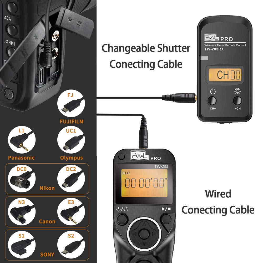 Remote Shutter Release Compatible For Sony, Pixel Tw-283 S1 Wireless Remote Release Cable Timer Remote Control Compatible For So